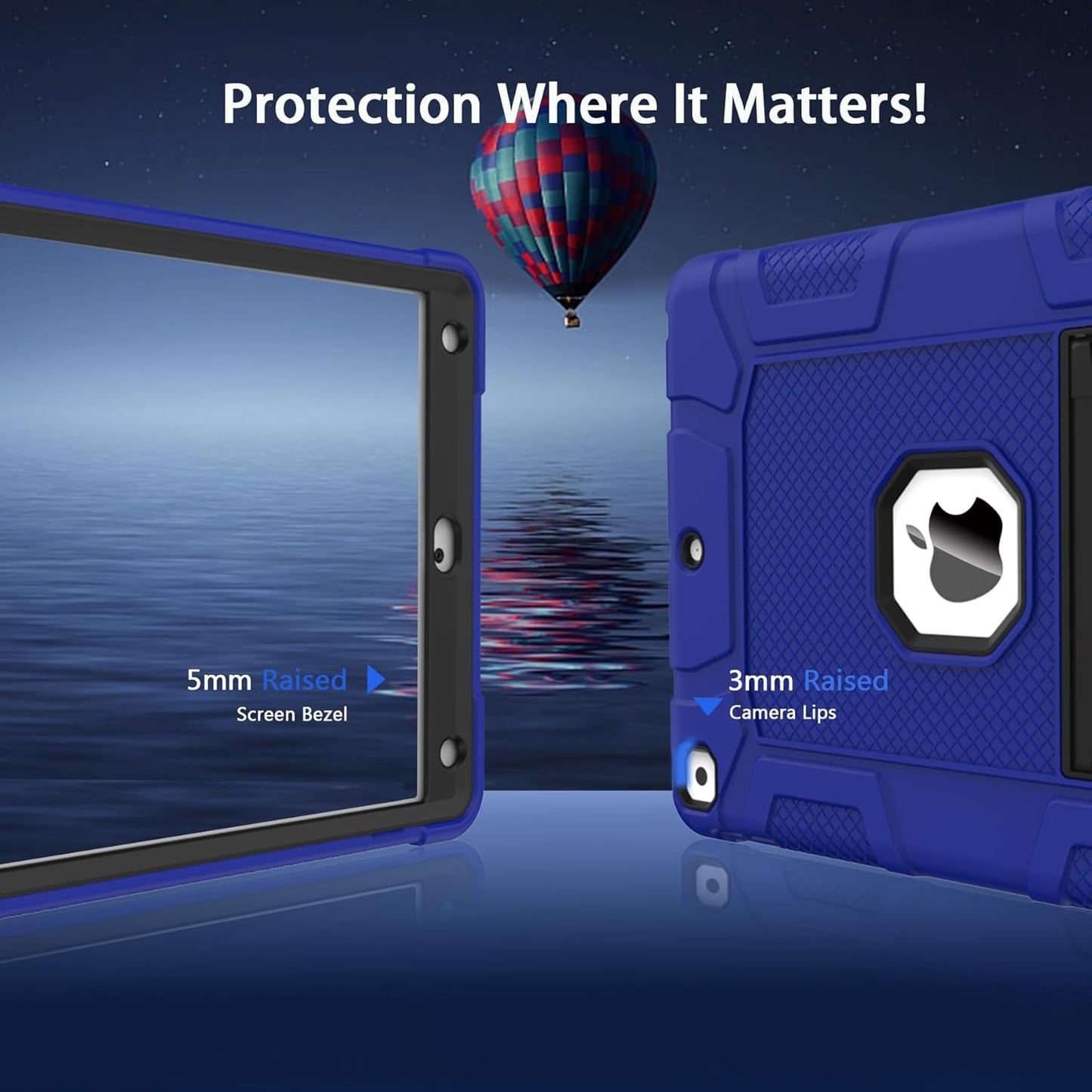 Rantice iPad 9th Generation Case, iPad 8th Generation Case, iPad 7th Generation Case, Hybrid Shockproof Drop Protection Cover with Kickstand for iPad 10.2'' 2021/2020/2019 Released(Klein Blue+Black)