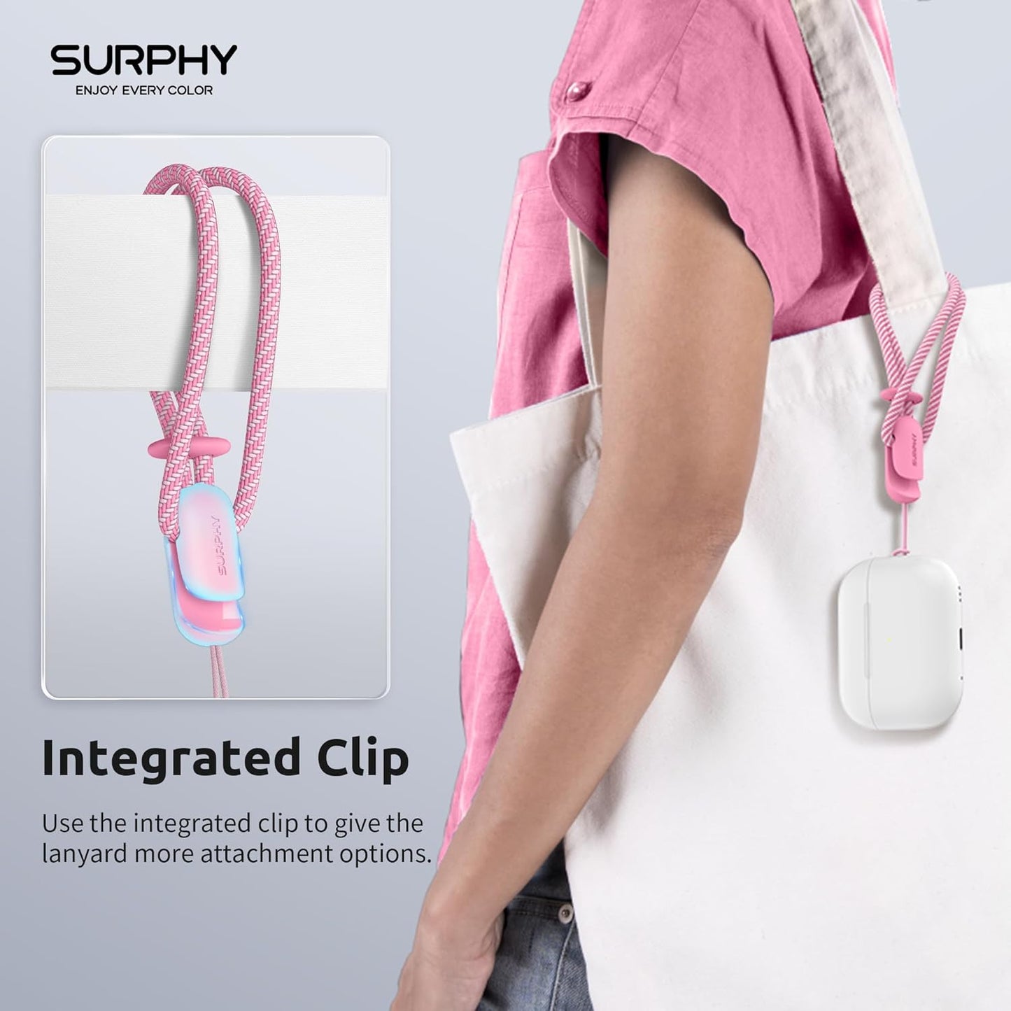 SURPHY 2 Pack Phone Lanyard for Cellphone Case, Phone Wrist Strap for Case, Cellphone Strap with 2-Color Braided, Charm Wrist Lanyard for Women and Men, Rose Pink & Gray