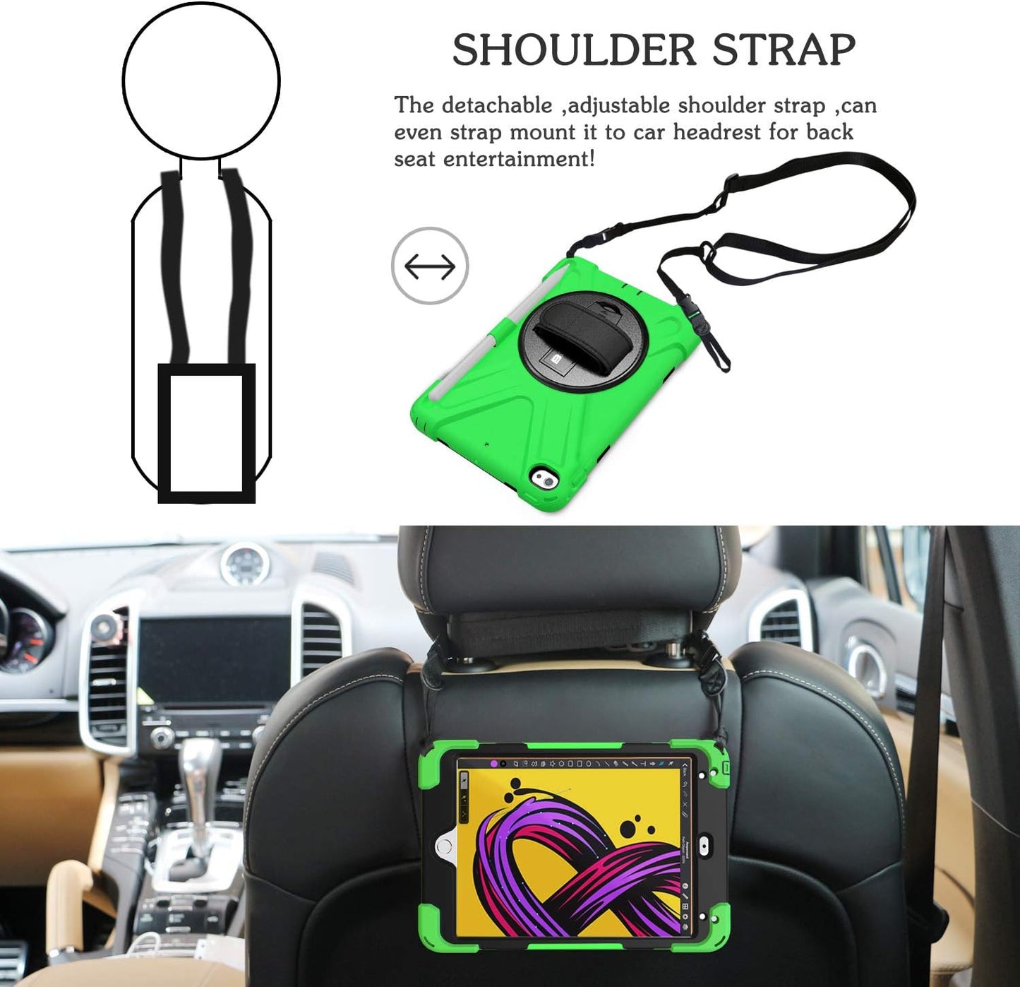 BRAECN iPad mini 5 Case,iPad mini 4 Case, Heavy Duty Shockproof Protective Rugged Case with Pencil Holder,Hand Strap,Kickstand, Shoulder Strap for iPad mini 5th/4th Generation 7.9 Inch for Kids