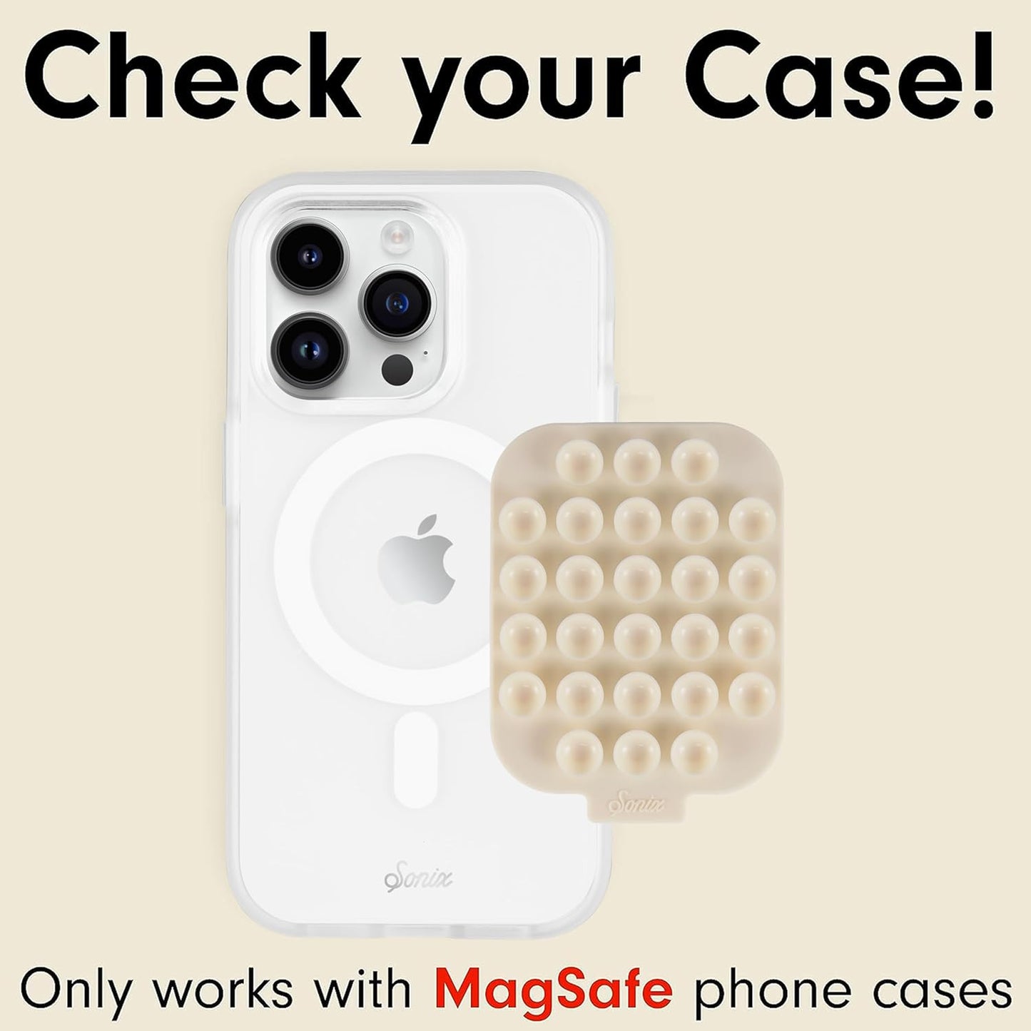 Sonix | Magnetic Silicone Suction Cup Phone Mount for iPhone | Compatible with MagSafe | Off White, Beige | Linen