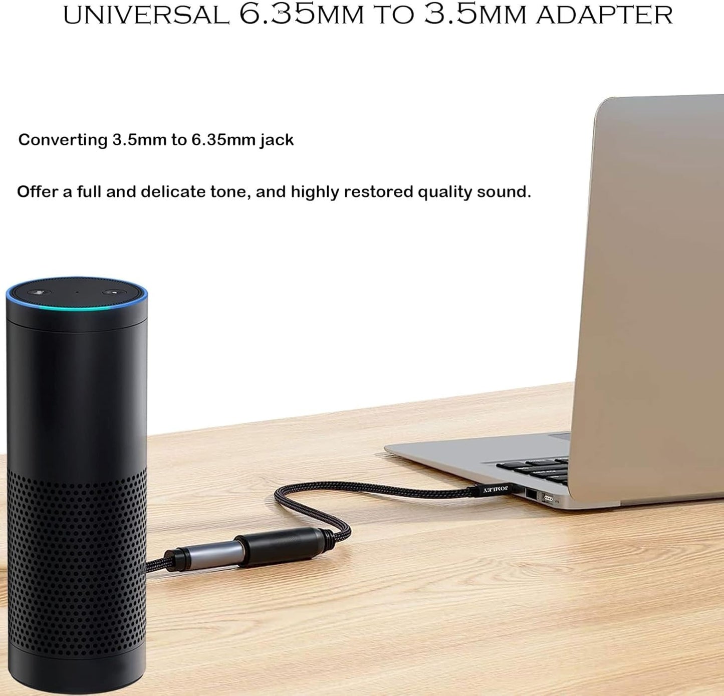 1/4 to 3.5mm Adapter, TRS 6.35mm Female to 3.5mm Male Headphone Adapter, 1/4" Female to 1/8" Male Stereo Audio Cable Adapter for Headphones, Amplifiers, Guitar, Amp - 1 ft