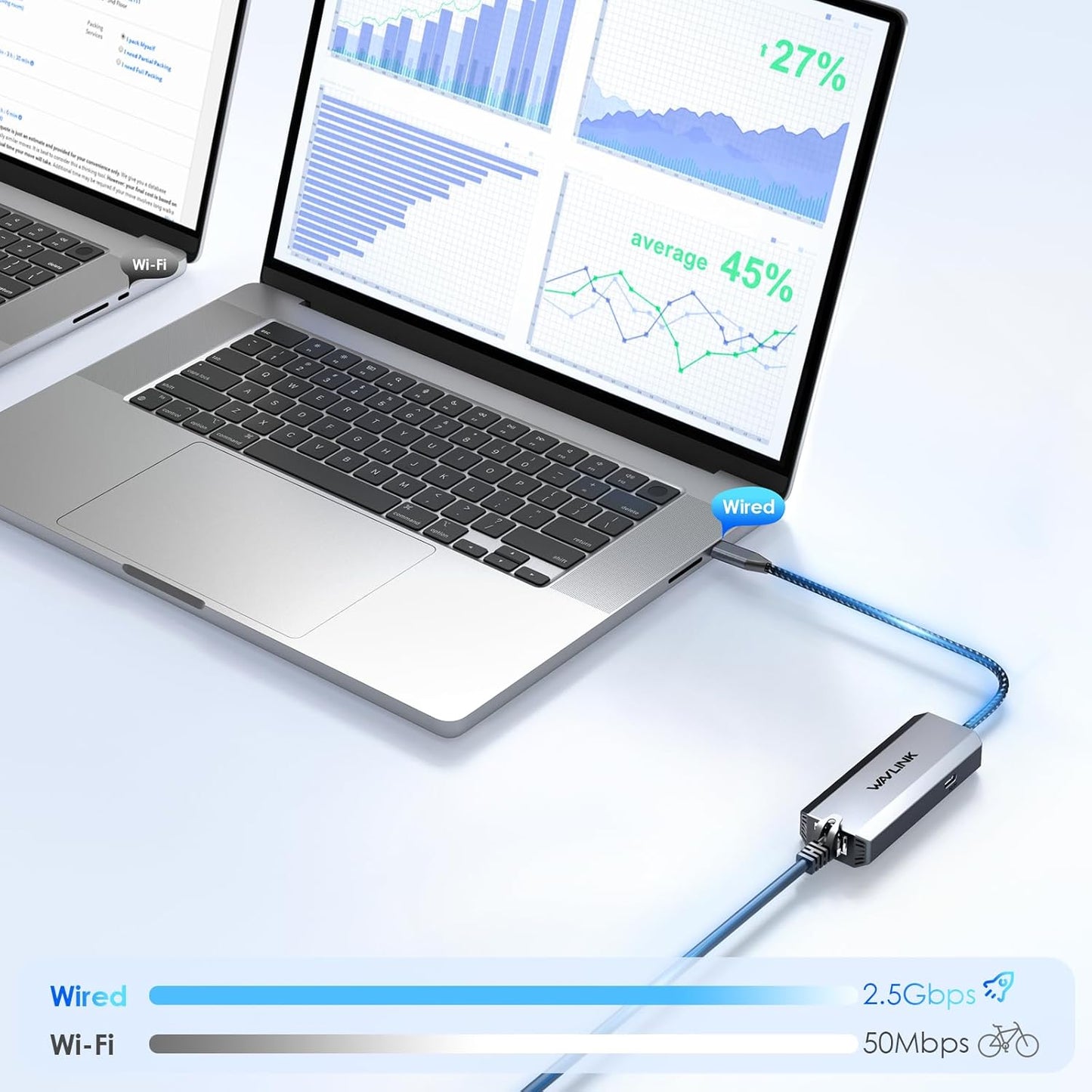 WAVLINK USB C to Ethernet Adapter 2.5 Gbps, USB to 2.5G Ethernet Adapter with 95W Power for Laptop, USB-C to RJ45 Network Converter (Thunderbolt 4/3 Compatible) for Windows, Mac OS, iPad OS and More