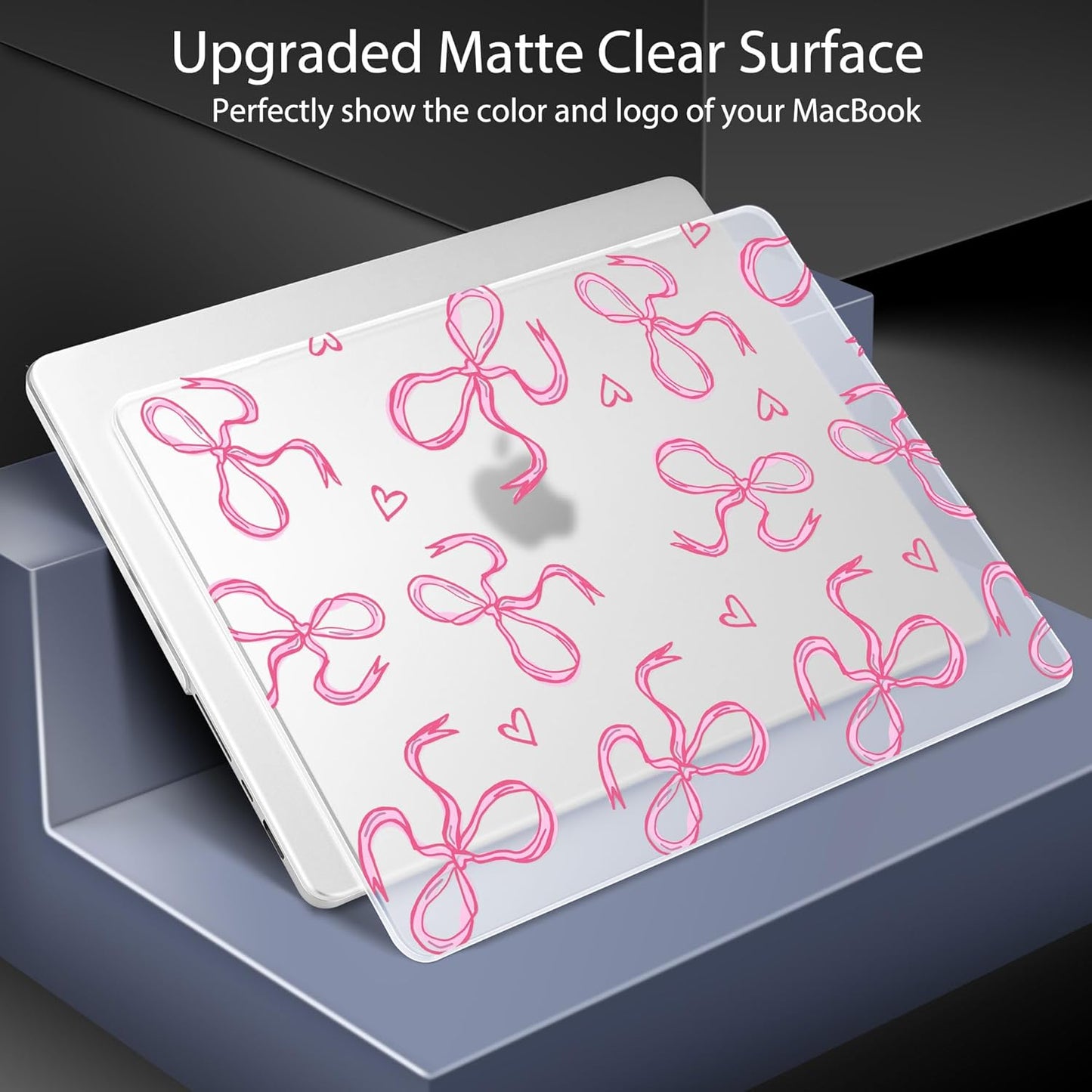 for MacBook Pro 16 inch Case 2021 2022 2023 2024 Release A3186 A3403 M4 A2991 M3 A2780 M2 A2485 M1 Pro/Max, Hard Shell Case with Screen Protector & Keyboard Cover, Pink Bows Heart