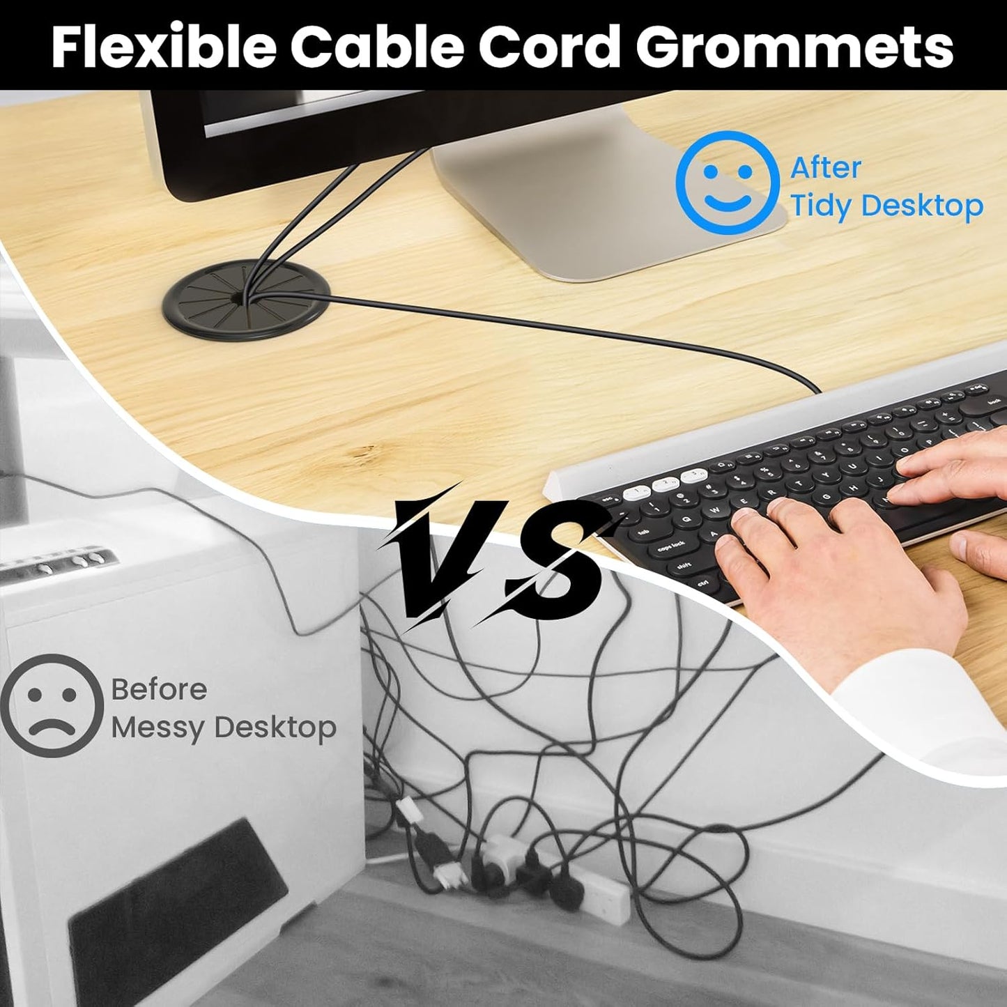 2 Inch Cable Grommets Petal-Shaped Buckle Type Wire Hole Cover for Cord Management and Protection of Cabinet (49.5mm, 5PCS)