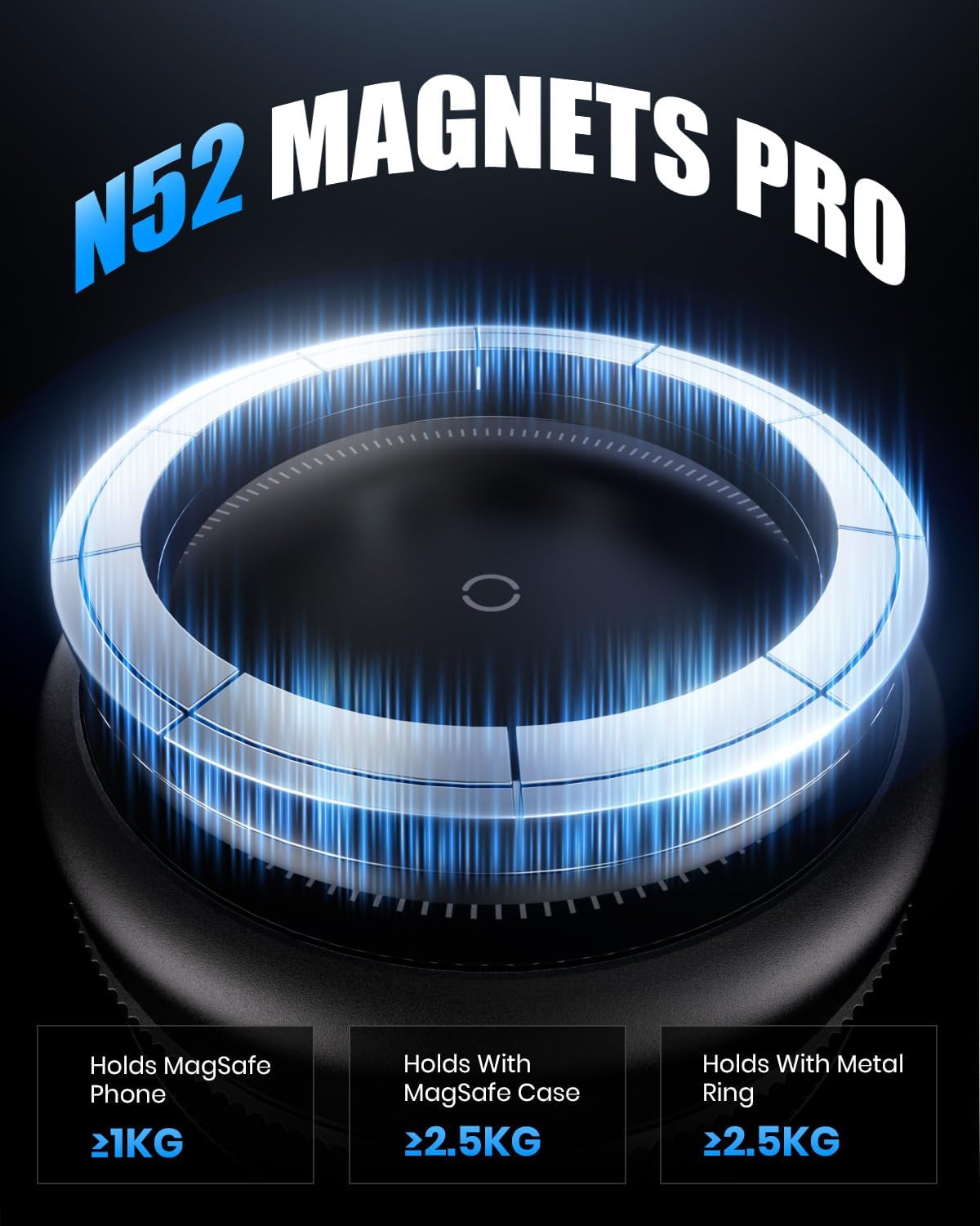 2 PCS Upgraded 360° Vacuum Magnetic Car Phone Holder for Magsafe [96+LBS Strongest Suction & 2800gf Strongest Magnetic], Adjustable Car Phone Mount for Your Car/Gym/Mirror/Shower for iPhone & Android