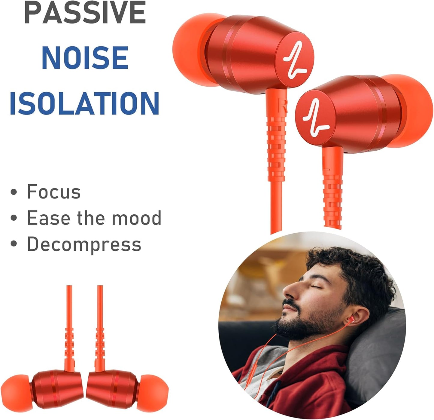 LUDOS OMNITONE USB C Headphones for iPhone 16 15 Pro Max Plus iPad Pro, 5 Years Warranty, USB-C Earbuds for Galaxy S24 S23 Ultra S22 S21 S20 A55 A54 A53, USB Type C Earphones - Coral