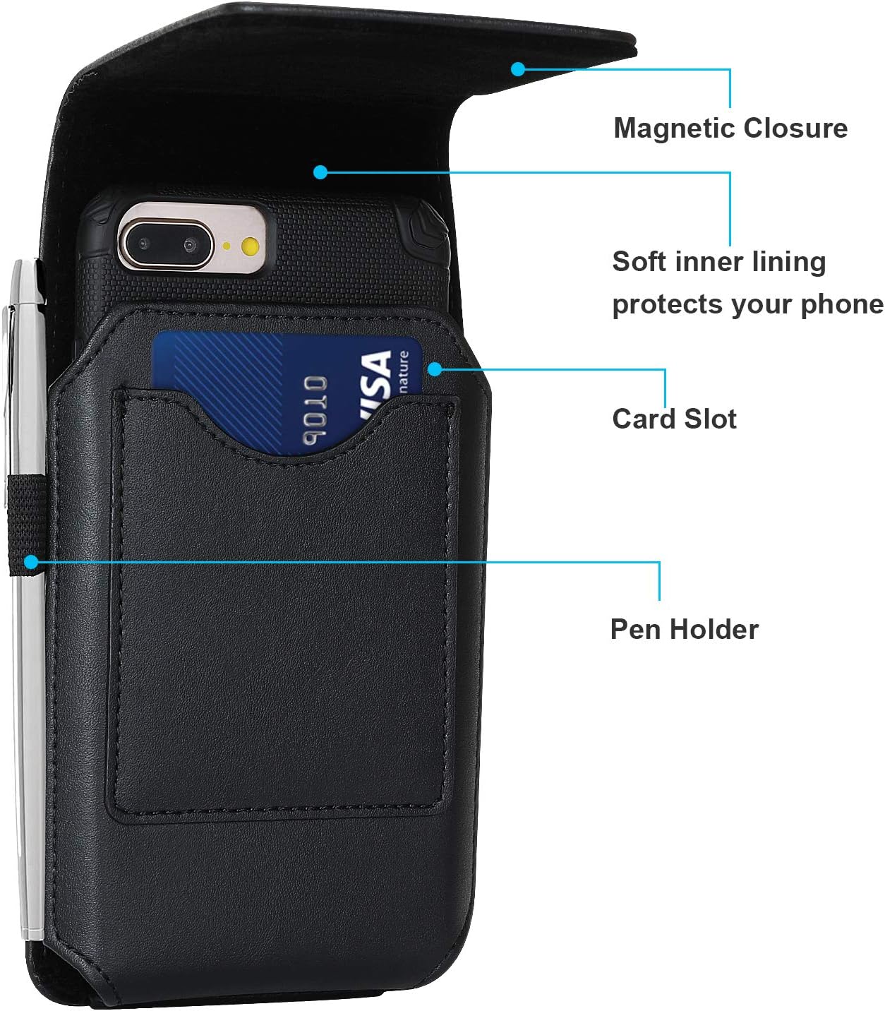 BECPLT Phone Holster for iPhone Air 17 Pro Max 16/15/14/13/12/11 Pro Max Leather Belt Case 360 Rotating Pouch Holster Belt Clip Case for iPhone Xs Max 8 Plus 7 Plus 6s+ 6+ Galaxy S25+ S24+ S23+ S22+