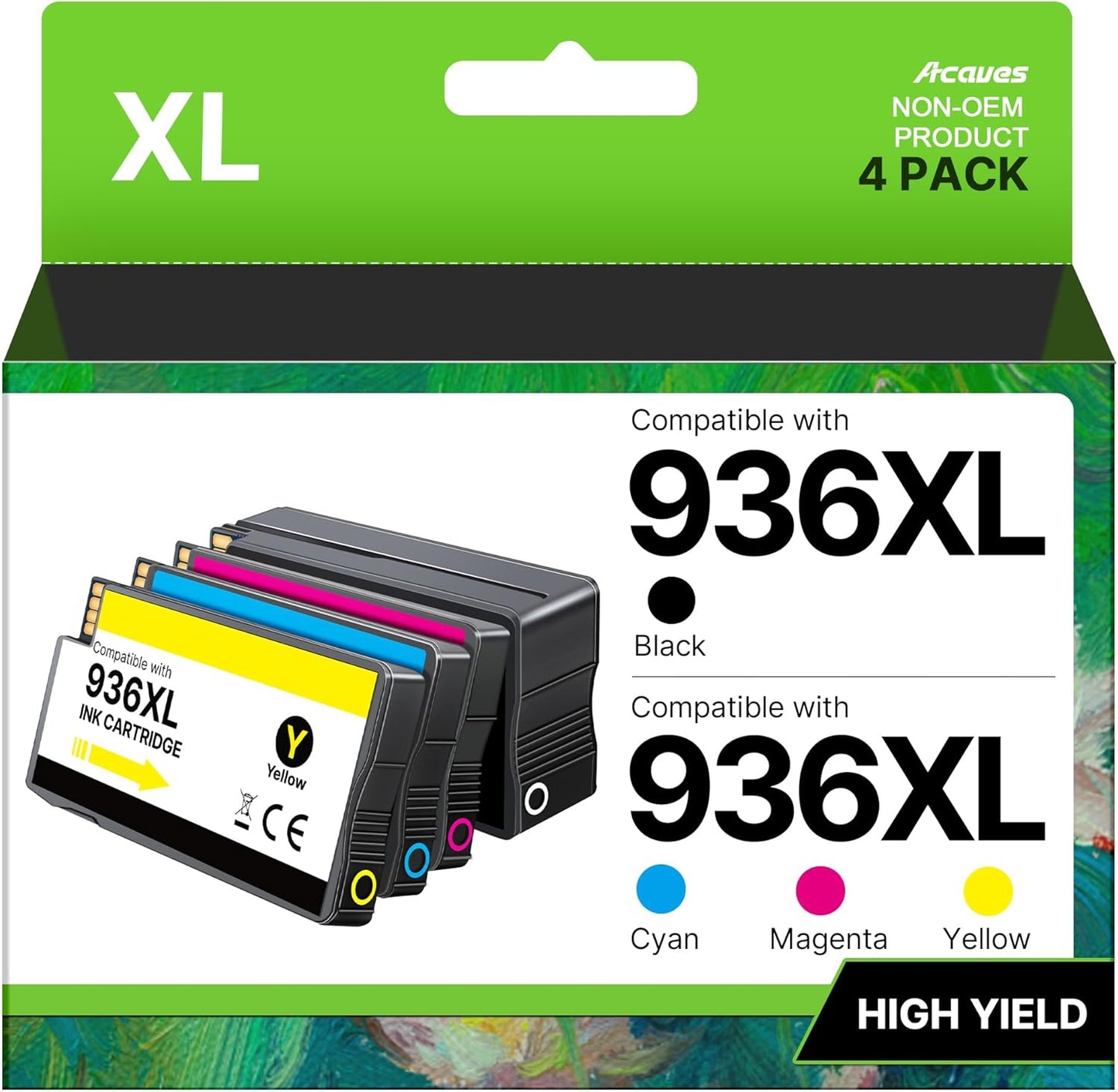936XL 936 Ink Cartridges High Yield With Chip Compatible for HP 936 Ink Cartridges Combo Pack 936 XL 936e Work for OfficeJet 9122e, Pro 9110b 9125e 9128e 9130b 9135e, Wide Format 9730e Printer, 4-pack