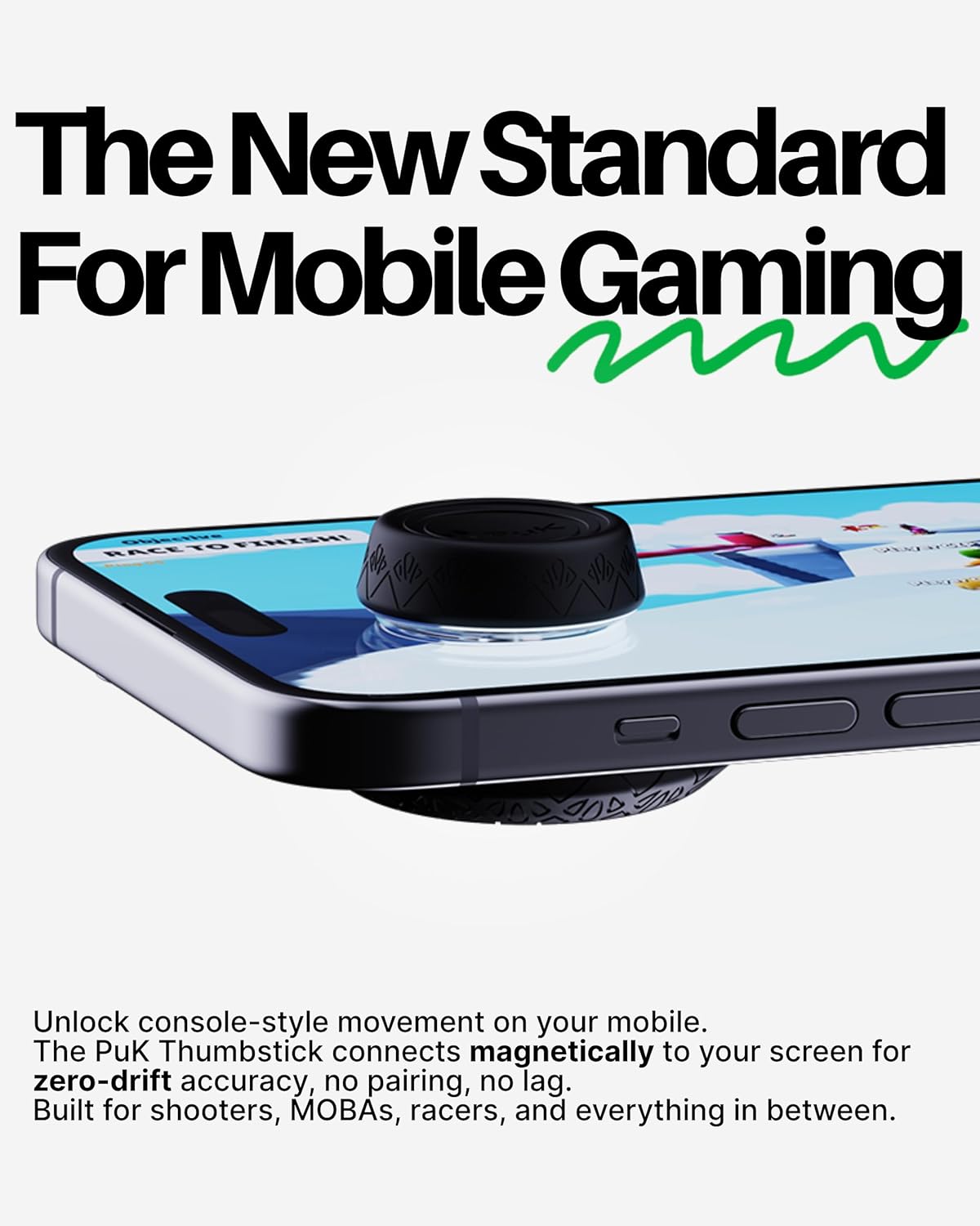 PuK Mobile Gaming Thumbstick - Magnetic Joystick for Phone with Thumbsleeve and Protective Lid - Zero Delay, Mobile Touch Screen Controller for iOS and Android Devices - Phone Joystick for Gaming