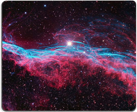 Galaxy Glitter Nebula Mouse Pad, Blue Red Space, Waterproof Non-Slip Rubber Base, 9.5"x7.9" Inch