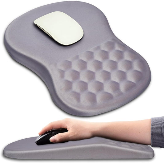 Hokafenle Ergonomic Mouse Pad Wrist Support with Massage Design, Wrist Rest Pain Relief Mousepad with Memory Foam&Non-Slip PU Base, Mouse Pads for Wireless Mouse & Desk (12x8 inch,Light Purple Gray)