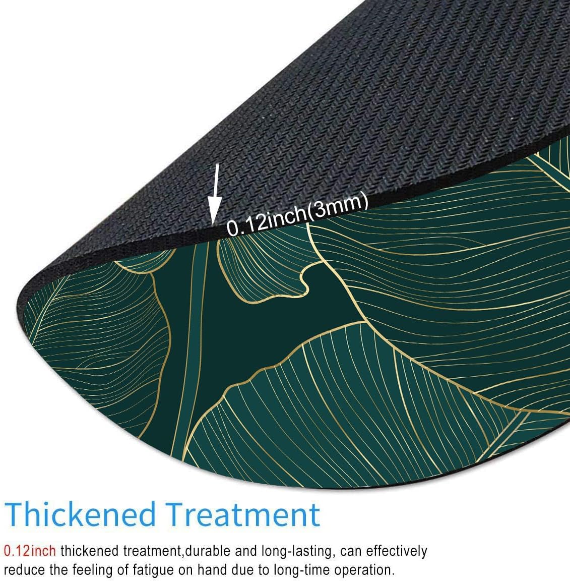 Mouse Pad, Round Computer Mouse Mat with Design, Non-Slip Rubber Base Small Mousepad, Waterproof Office Mouse Pads, Green Tropical Leaves