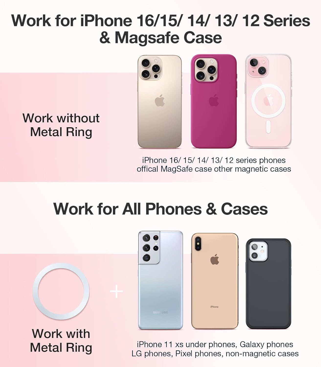 VICSEED for MagSafe Car Mount [Upgraded Strongest Magnet Power] Magnetic Phone Holder for Car Vent 360 Adjustable Magnetic Car Phone Holder Mount for iPhone 15 14 13 12 Pro Max Plus Mini, Pink