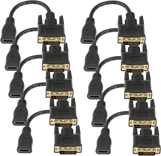 Bi-Directional HDMI Female to DVI-D(24+1) Male Adapter, 1080P DVI to HDMI Conveter (10, Black)