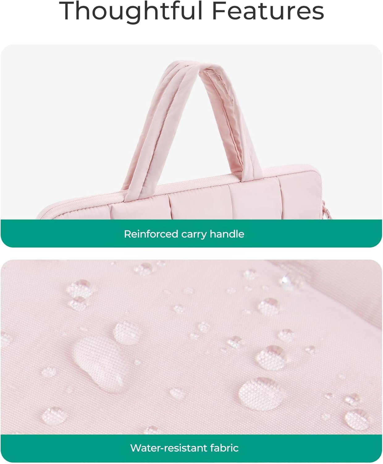BAGSMART 15.6 Inch Laptop Case, Lightweight Puffy Laptop Sleeve with Handle, Compatible with MacBook Air Pro 15 16 Inch M4 M3 M2 M1, Laptop Bag for Women Fitted with Dell,HP, Pink