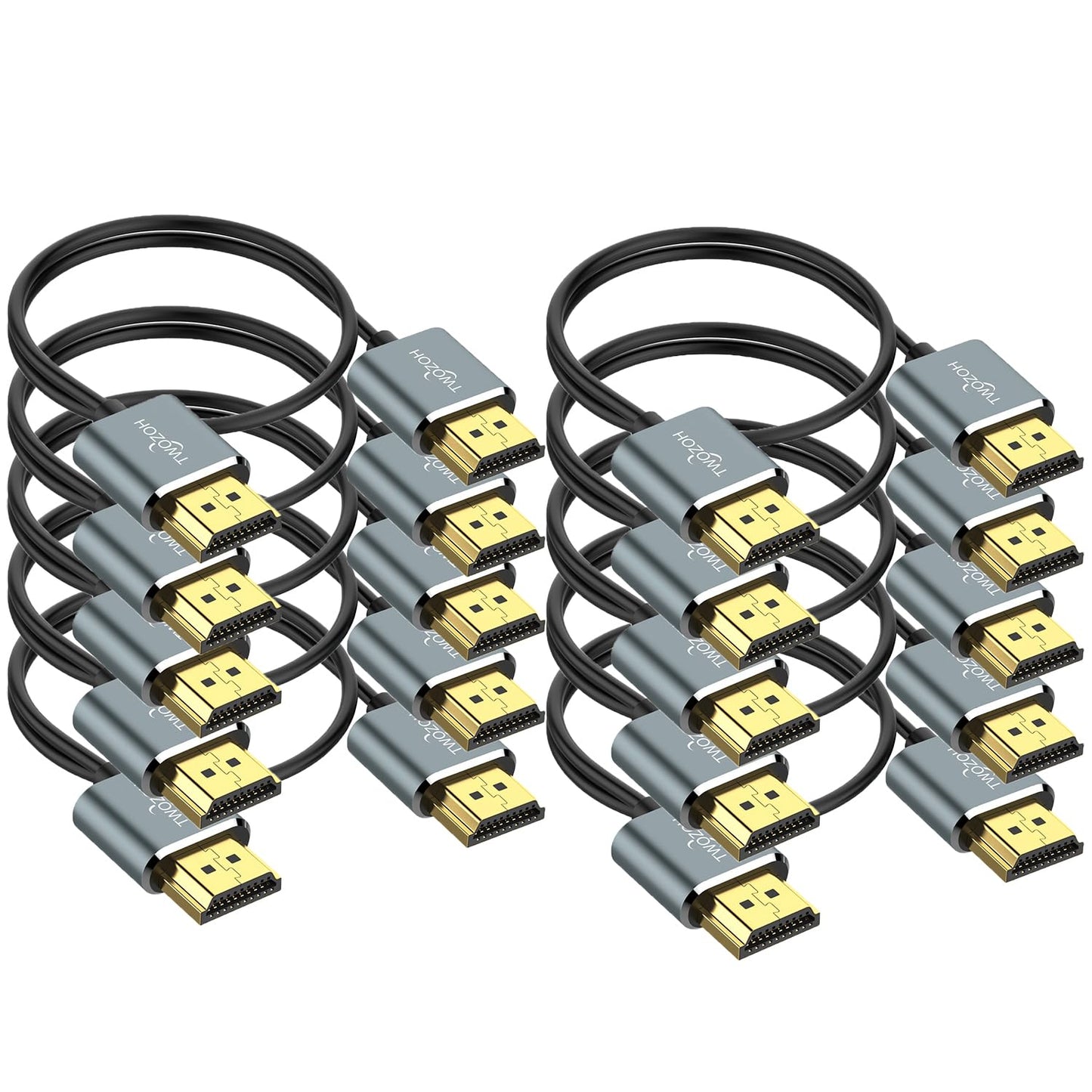 Twozoh Slim 4K HDMI Cable 3.3FT 10 Pack, Ultra Thin & Flexible Skinny HDMI to HDMI 2.0 Cord Support 4K/60HZ 18gbps Laptop, Monitor, PS5, PS4, Xbox One, Fire TV
