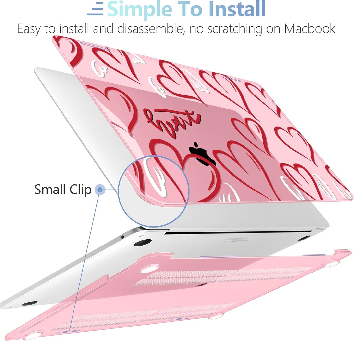 MEEgoodo Case for MacBook Pro 13 inch Case 2022 2021 2020 New A2338 M2/M1 A2251 A2289, Laptop Hard Shell with Keyboard & Camera Cover Compatible with 13 inch MacBook Pro, Heart with White Wings