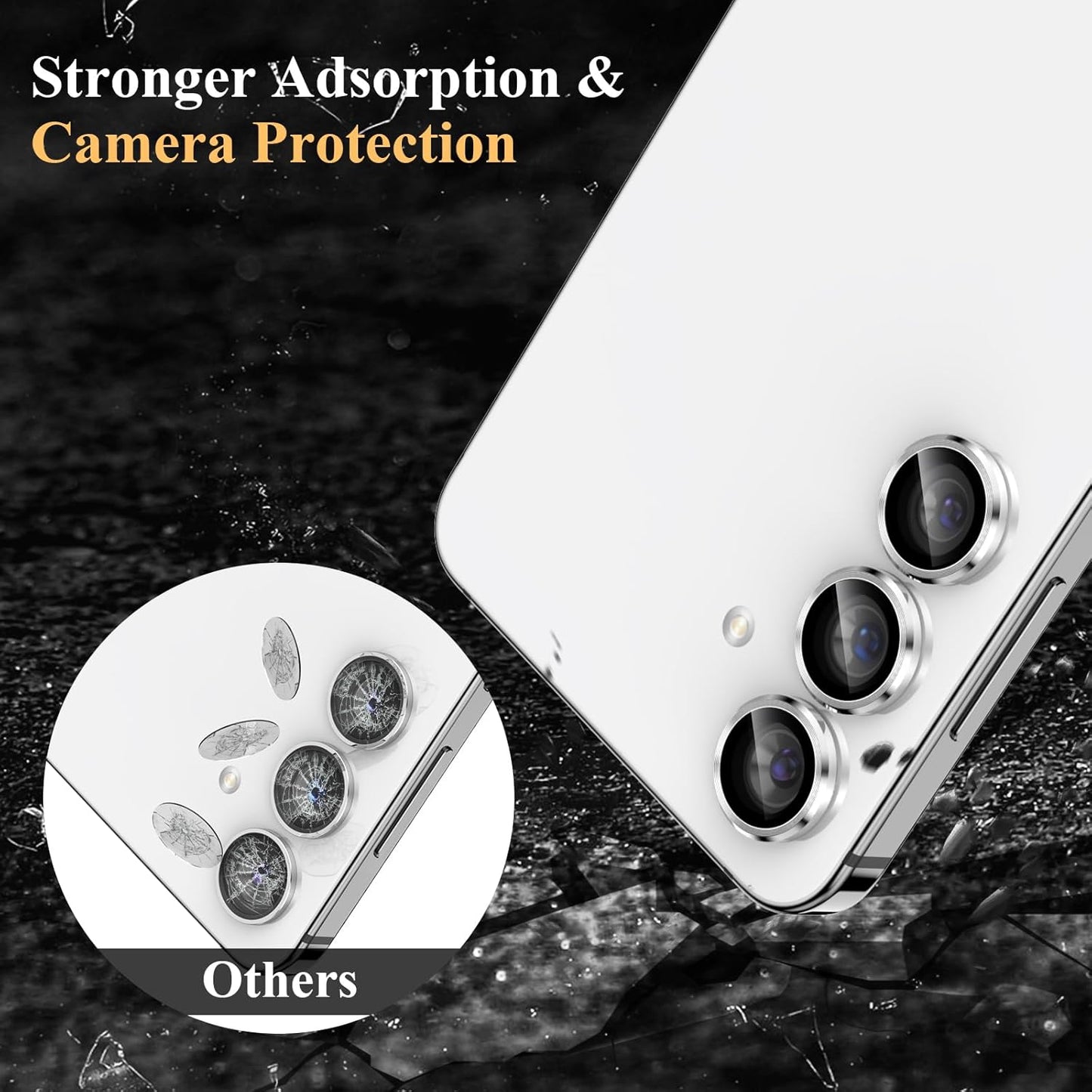 YWXTW Camera Lens Protector for Samsung Galaxy S24 / S23 / S23 Plus, [NOT for S24 Plus] 9H Tempered Glass Metal Individual Ring Camera Screen Protector for S24 Accessories (Silver)