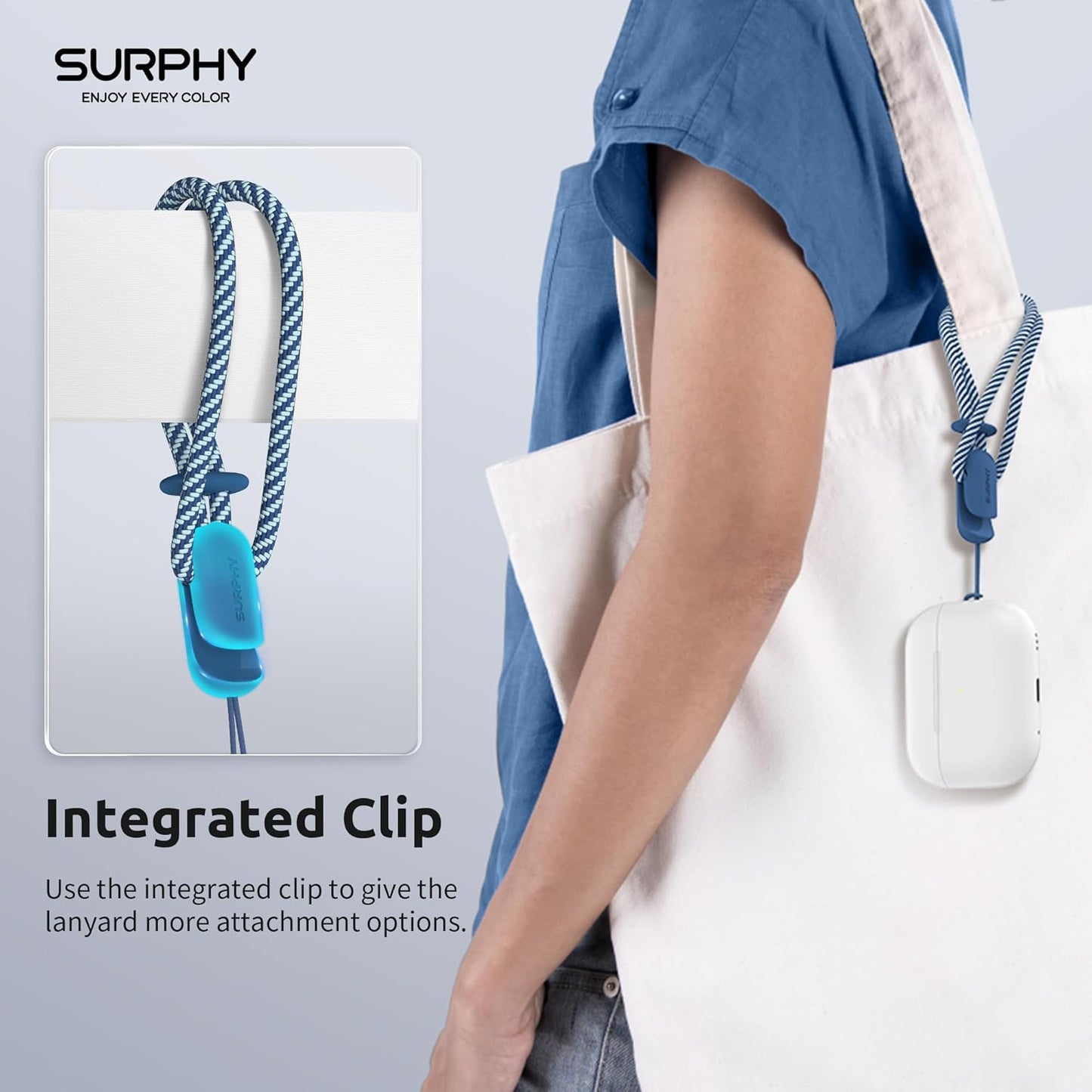 SURPHY 2 Pack Phone Lanyard for Cellphone Case, Phone Wrist Strap for Case, Cellphone Strap with 2-Color Braided, Charm Wrist Lanyard for Women and Men, Blue Jay & Gray