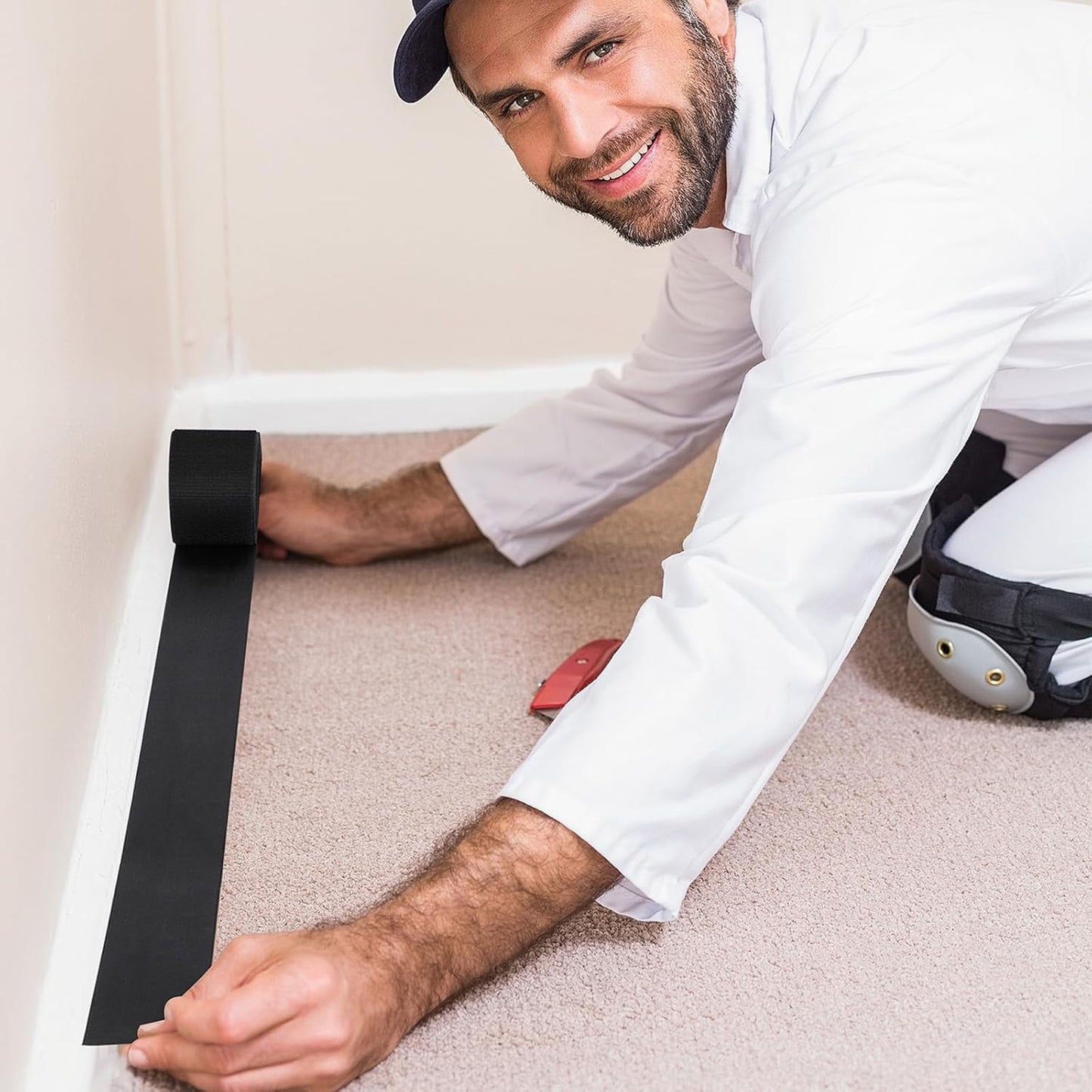 Cable Floor Strip Cord Cover Grip Floor Cable Protector Carpet Cable Management, Keep Cables Organized, Protect Cords and Prevent a Trip Hazard, 3 Inch x 10 Feet (60 Feet, Black)