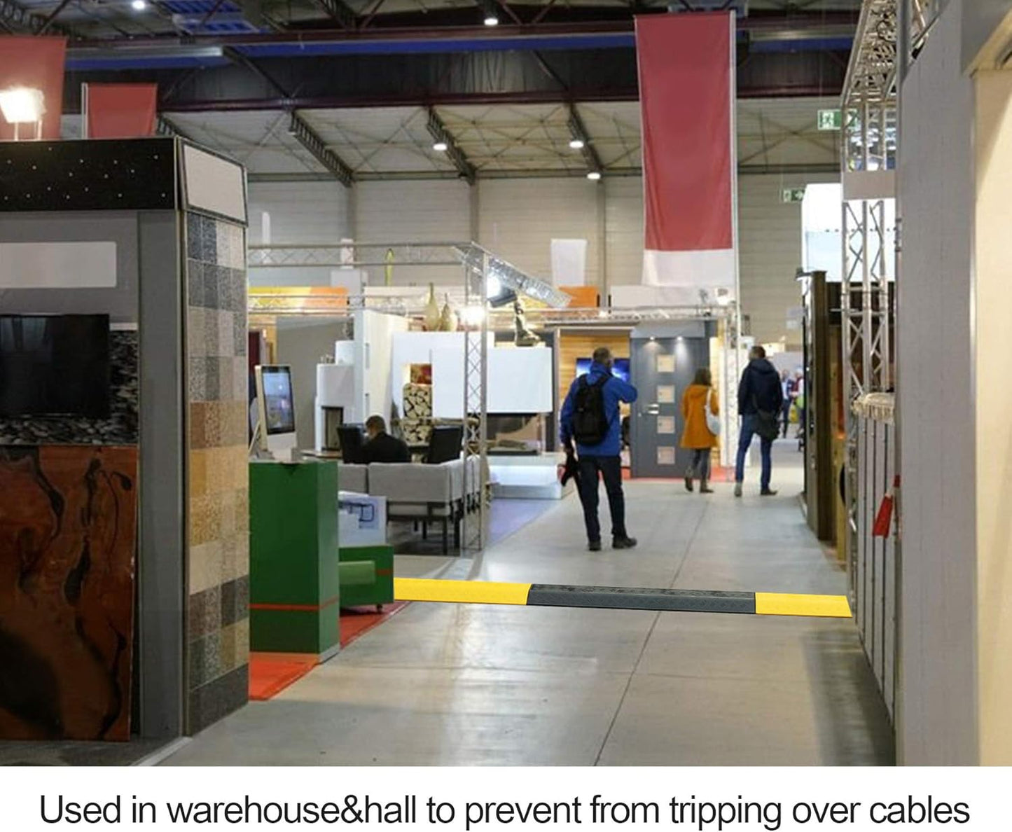 Medium 2 Pack - Floor Cord Cover Cord Protector Drop Over Drop Trak Cable Ramp for Office Warehouse - Black