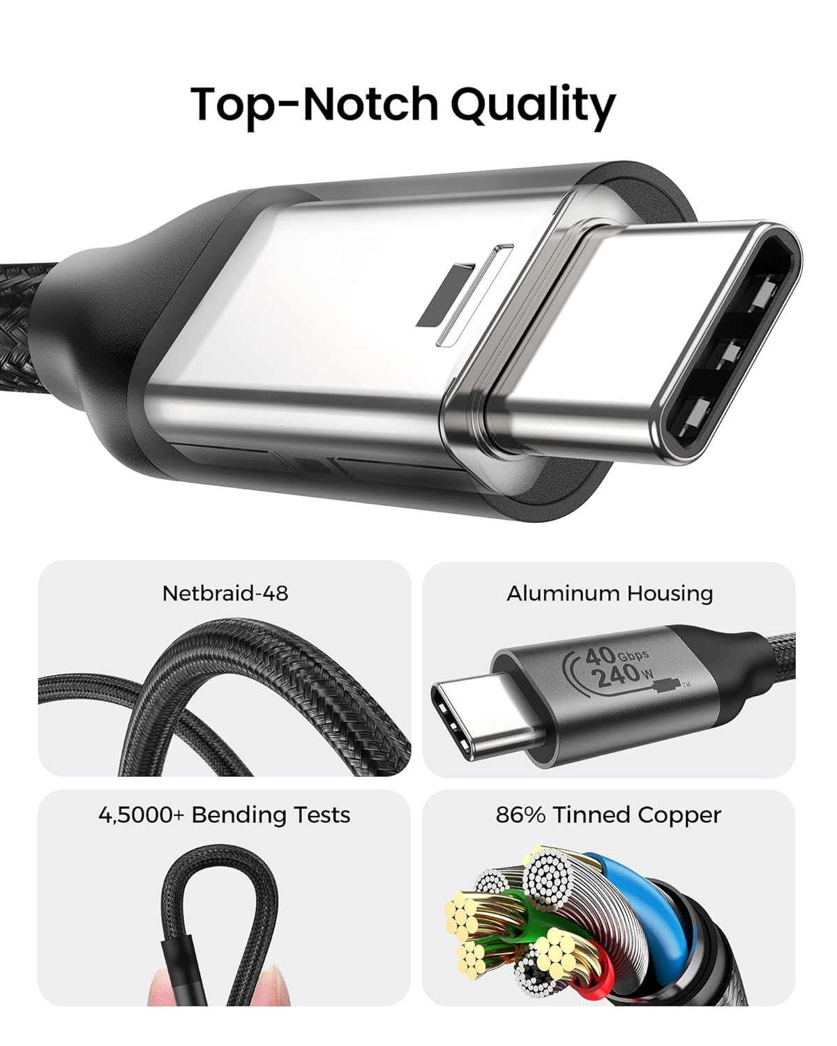 Silkland USB 4 Cable for Thunderbolt 4 Cable 3.3FT, 40Gbps Data Sync, 8K/5K USB C Monitor [USB-IF Certified] Netbraid-48 240W USB C Thunderbolt, Compatible for SSD, MacBook, iPad,Docking