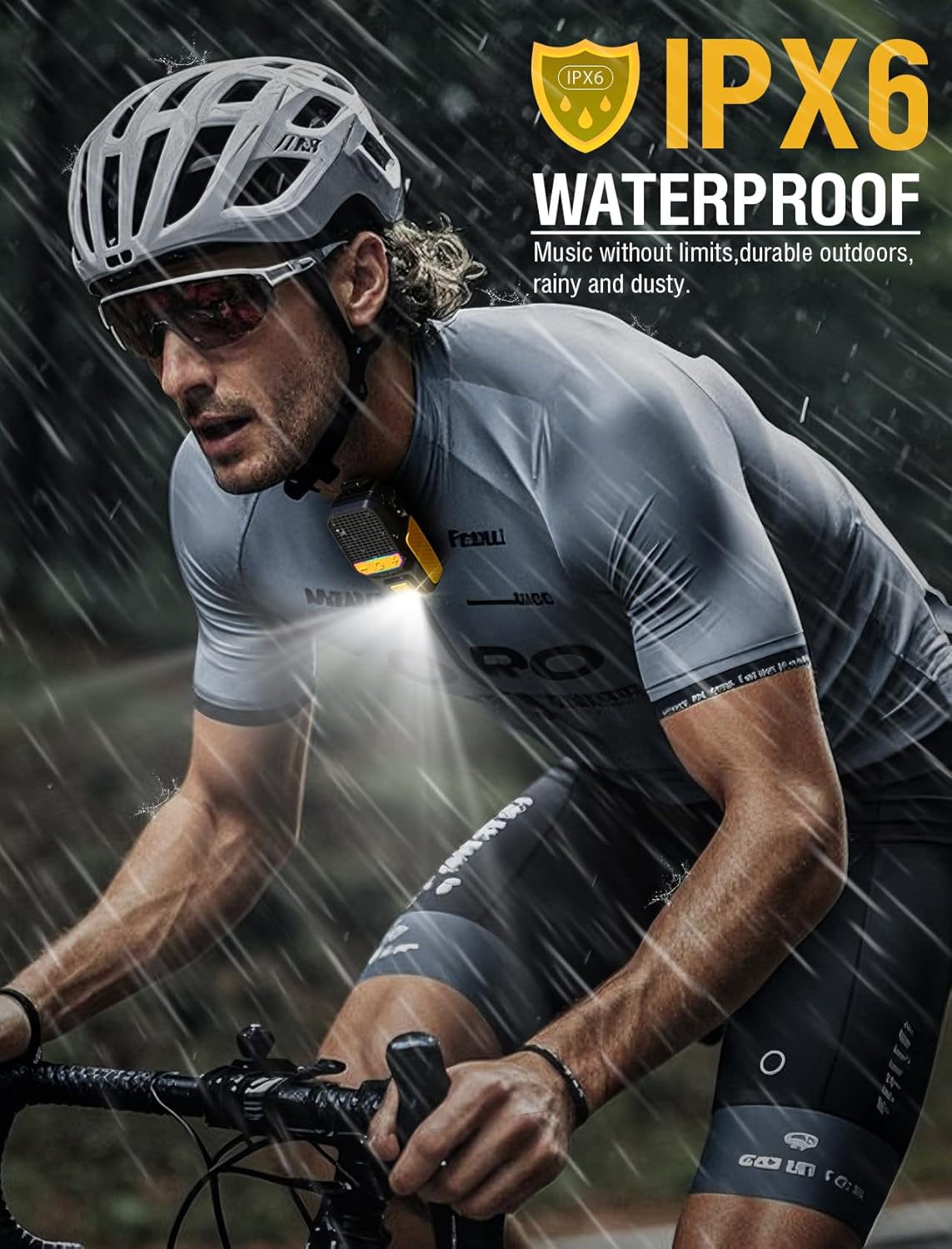 GBEAST Wearable Bluetooth Speaker, Clip-On Mini Portable Speakers All Day Playtime Waterproof Built-in Mic for Hands-Free Music/Calls Bluetooth Speaker with RGB/Flashlight for Jobsite/Outdoor/Golf