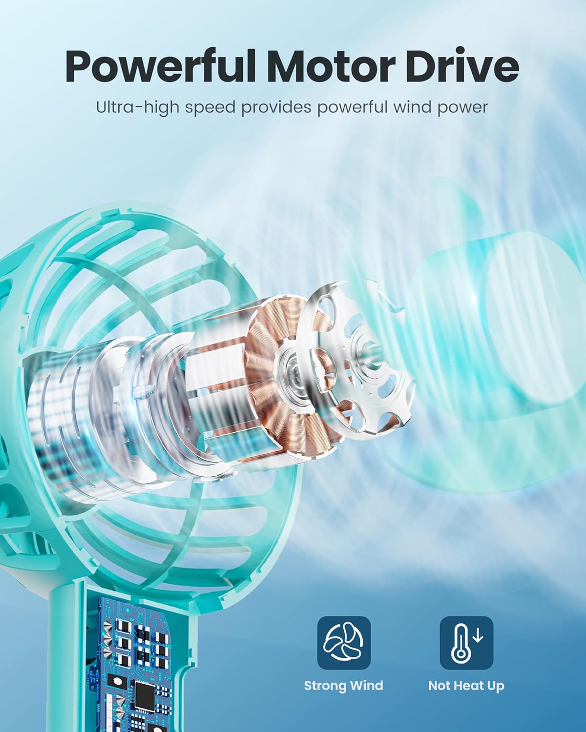 Gaiatop Mini Portable Fan, Small and Powerful, Cute Design 3 Speed Personal Handheld fan and Desktop with Base, Lightweight USB Rechargeable for Travel Lash Makeup Girl Women Summer Gift Green