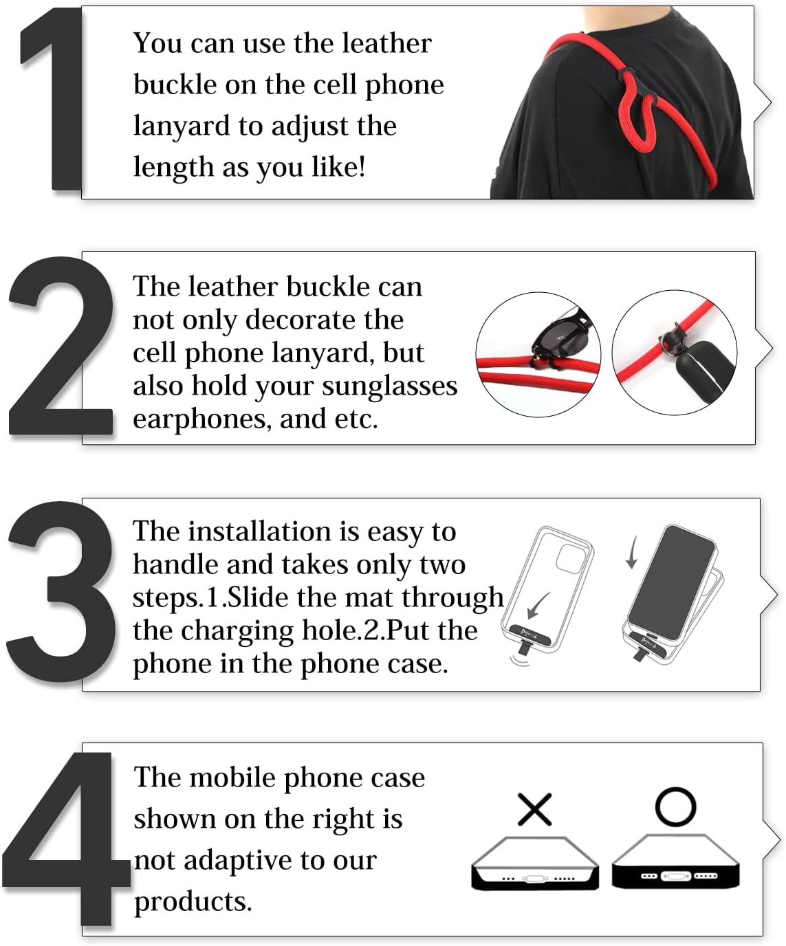 project-cb Cell Phone Lanyard ×1, Tether Tab ×2, Universal Adjustable Phone Strap, Crossbody, Neck Phone Lanyard, Rope Strap