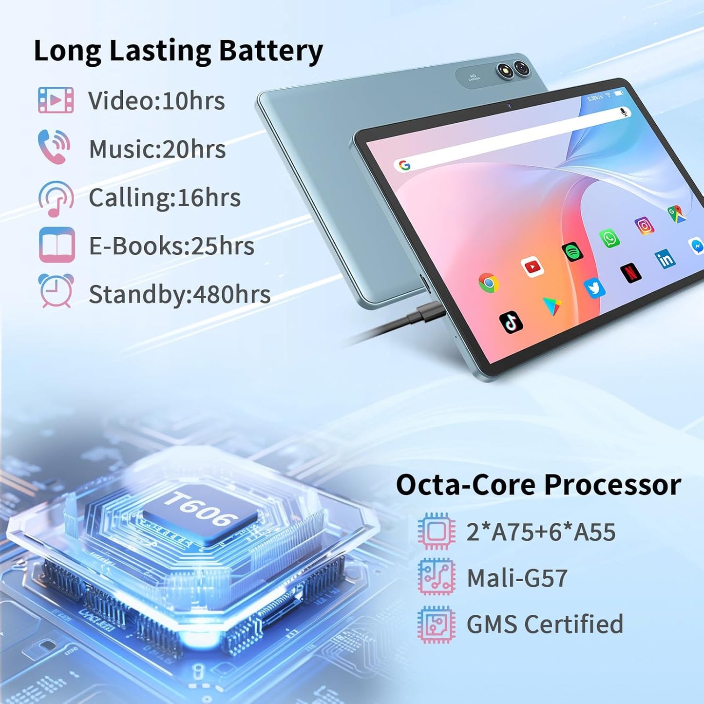 Android Tablet with Keyboard,10 inch Android 15 tablet, 24GB RAM 128GB ROM, 1TB Expand, Octa-Core, Widevine L1, 2.4G/5G WiFi, 8000mAh, Bluetooth, GMS, 2 in 1 Tablet with Case, Mouse, Stylus（Pink)