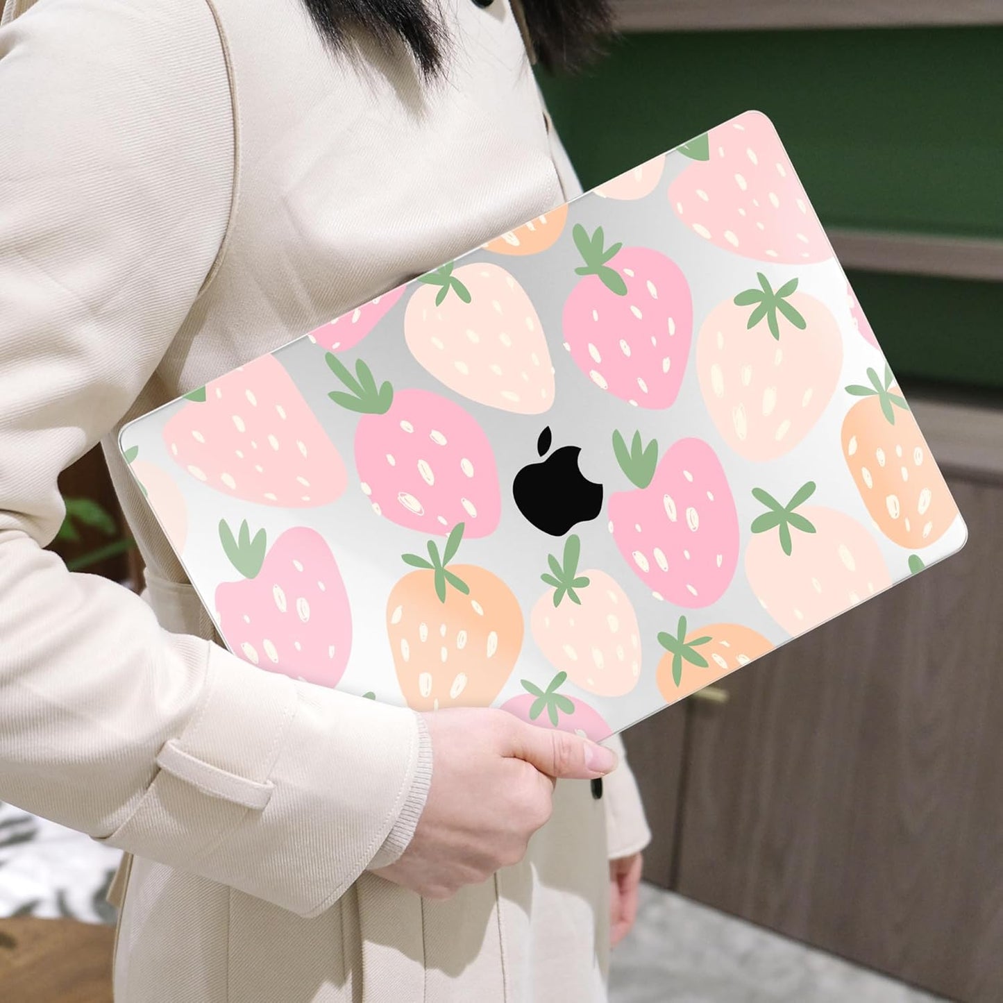 MEEgoodo Case for MacBook Pro 13 inch Case 2022 2021 2020 New A2338 M2/M1 A2251 A2289, Laptop Hard Shell with Keyboard & Camera Cover Compatible with 13 inch MacBook Pro, Cute Drawn Strawberries