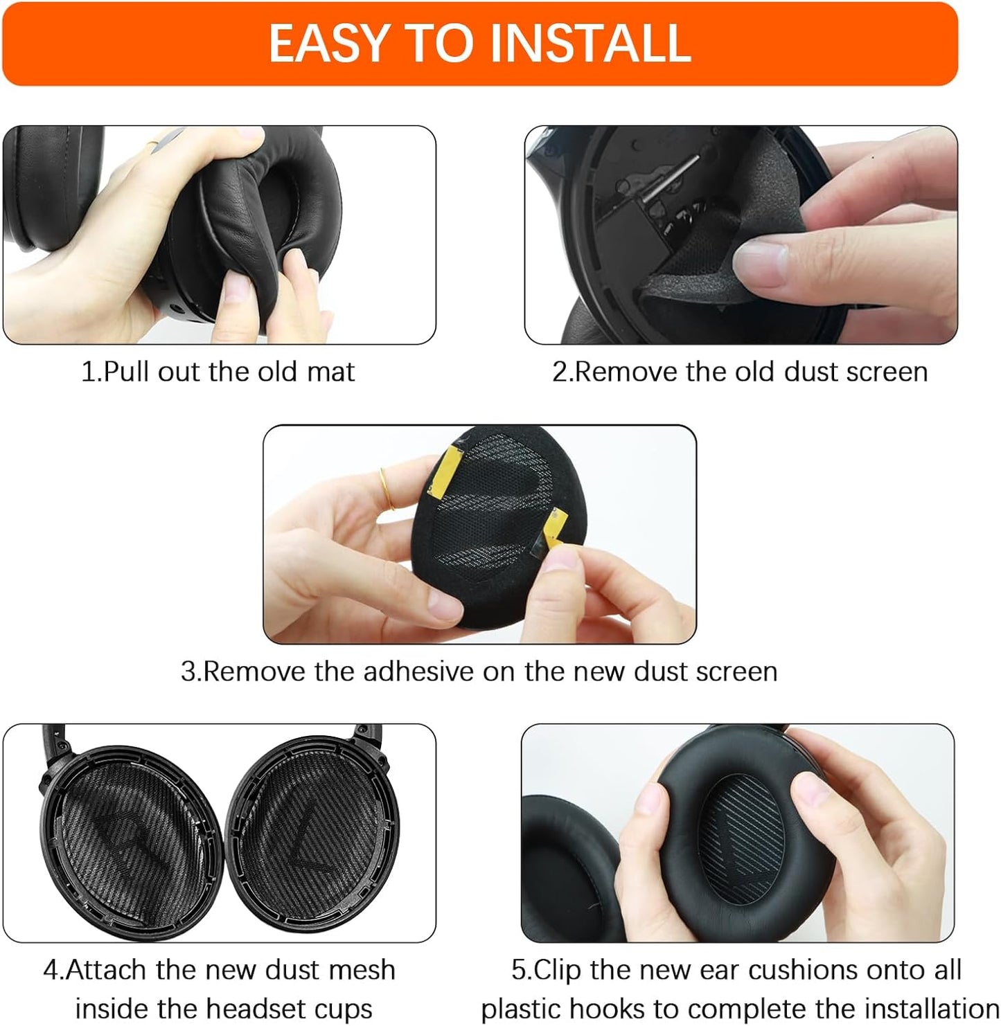 Replacement Ear Pads for Bose QC45/35/25/15/QC2/Ae2/Ae2W/Sound Link/Sound True Headphones,Softer Leather,Noise Isolation Memory Foam,Added Thickness,Durability,Quiet Comfort (Black, a Pair)