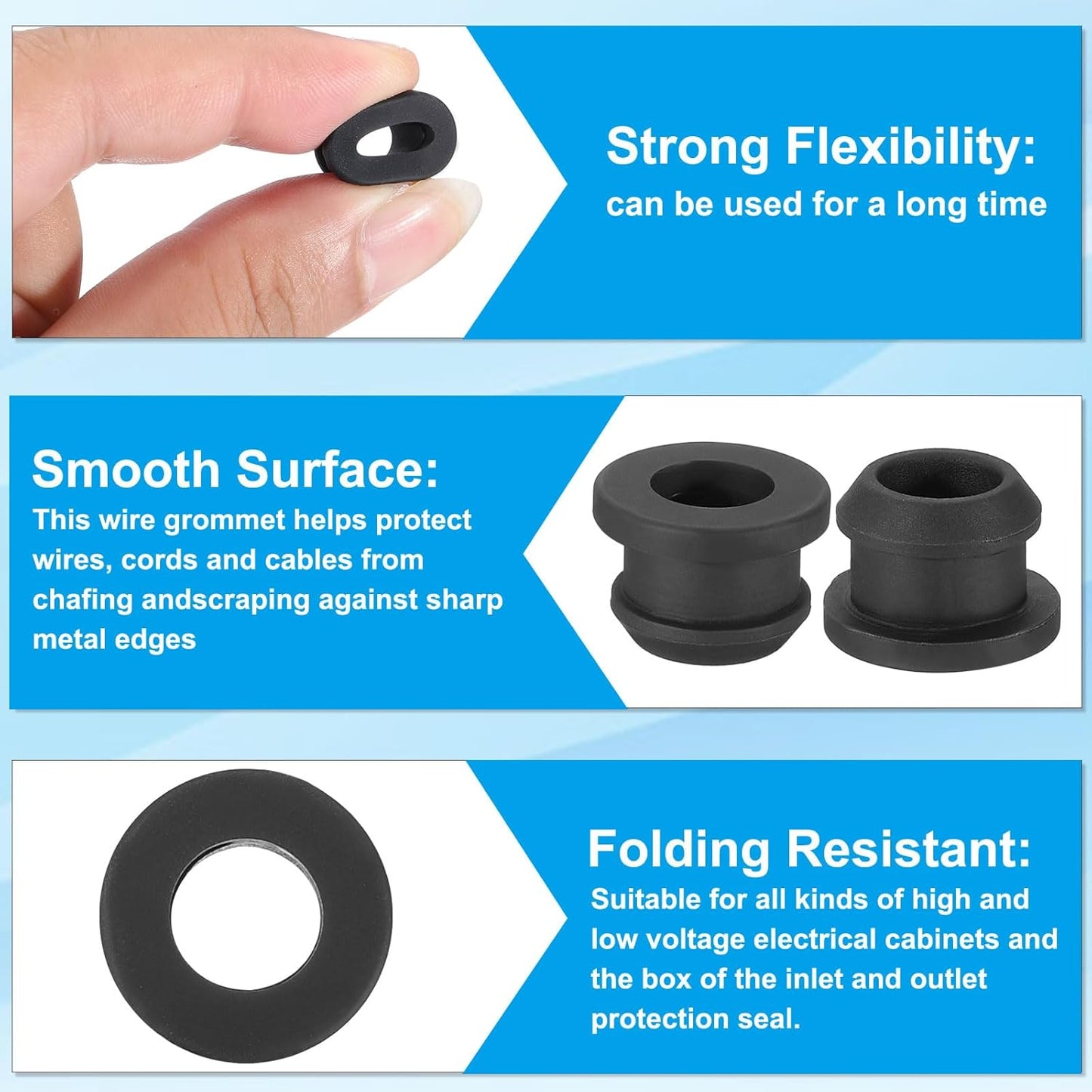 PATIKIL 11.5mm / 7/16 Inch Drill Hole,5/16 Inch ID Rubber Grommets, 12Pcs Top Hat Grommet for Wiring Eyelet Ring Gasket Automotive Firewall Cable Hole Plugs Wires Protection, Black