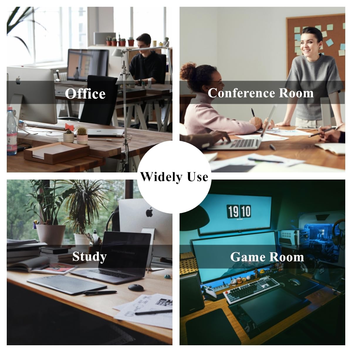 8 Pack Desk Grommet 2 Inch (50 mm), Desk Hole Cover for Cables, Black Desk Cord Hole Cover for Office Home Table, Cable Grommet with 1 Hole Saw Drill Attachment & 10 Cable Ties