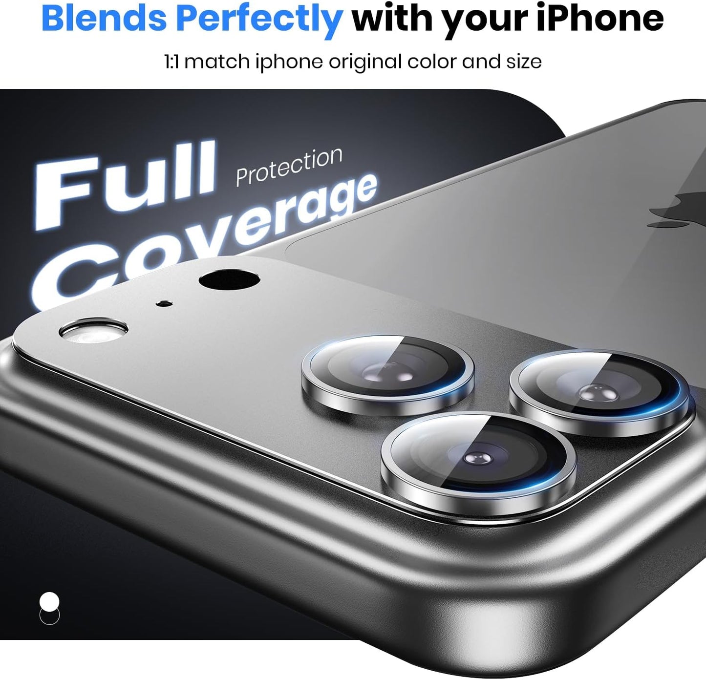 Hoerrye for iPhone 17 Pro Camera Lens Protector - [12FT Shatterproof Military Grade] [Strong Adsorption] Metal Top 9H+ Tempered Glass Camera Screen Full Protective Cover Case Friendly,Silver