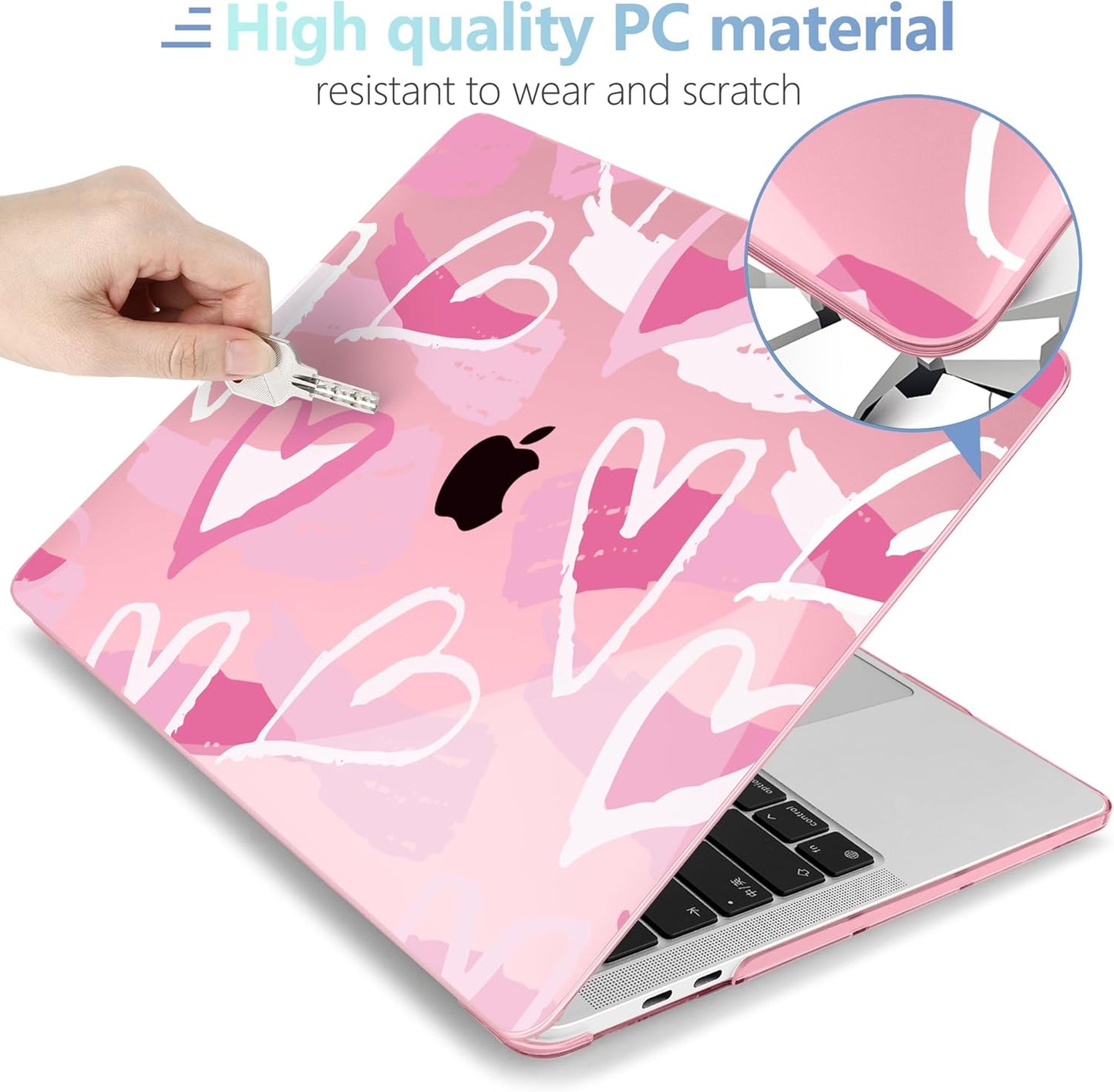 MEEgoodo Case for MacBook Pro 13 inch Case 2022 2021 2020 New A2338 M2/M1 A2251 A2289, Laptop Hard Shell with Keyboard & Camera Cover Compatible with 13 inch MacBook Pro, Fashion Heart Pattern