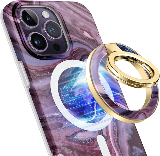 GVIEWIN Magnetic Phone Ring Holder, Compatible with MagSafe Phone Grip with Adjustable Stand, Magnet Phone Ring Kickstand for iPhone 16 Pro Max/Plus/15/14/13/12 Series/Other Phones (Quicksand)