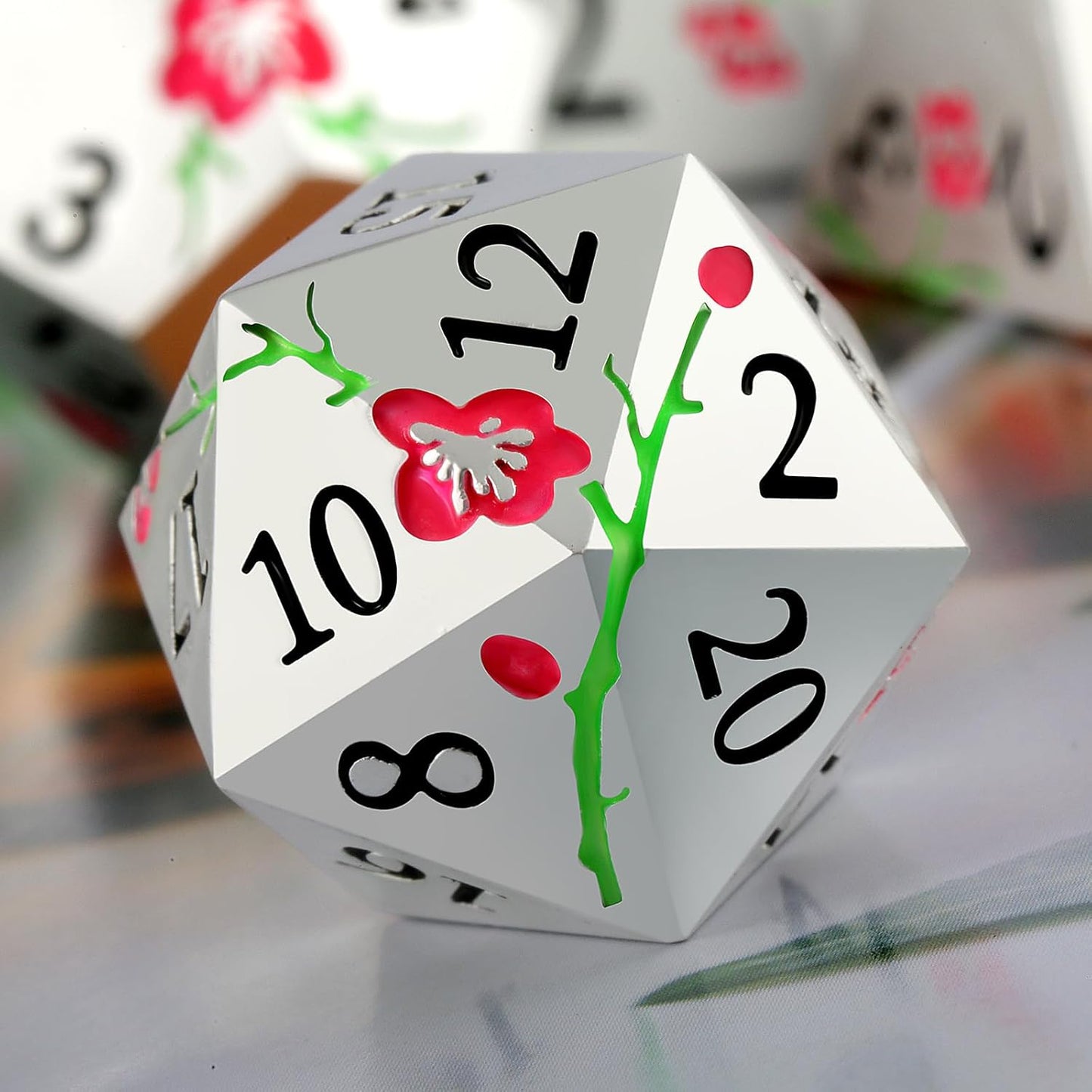 Metal DND Dice, DNDND 7 PCS Glow in The Dark Metallic D&D Dice Set with Gorgeous Gift Case for Dungeons and Dragon Tabletop Game (Glow in The Dark Pink)