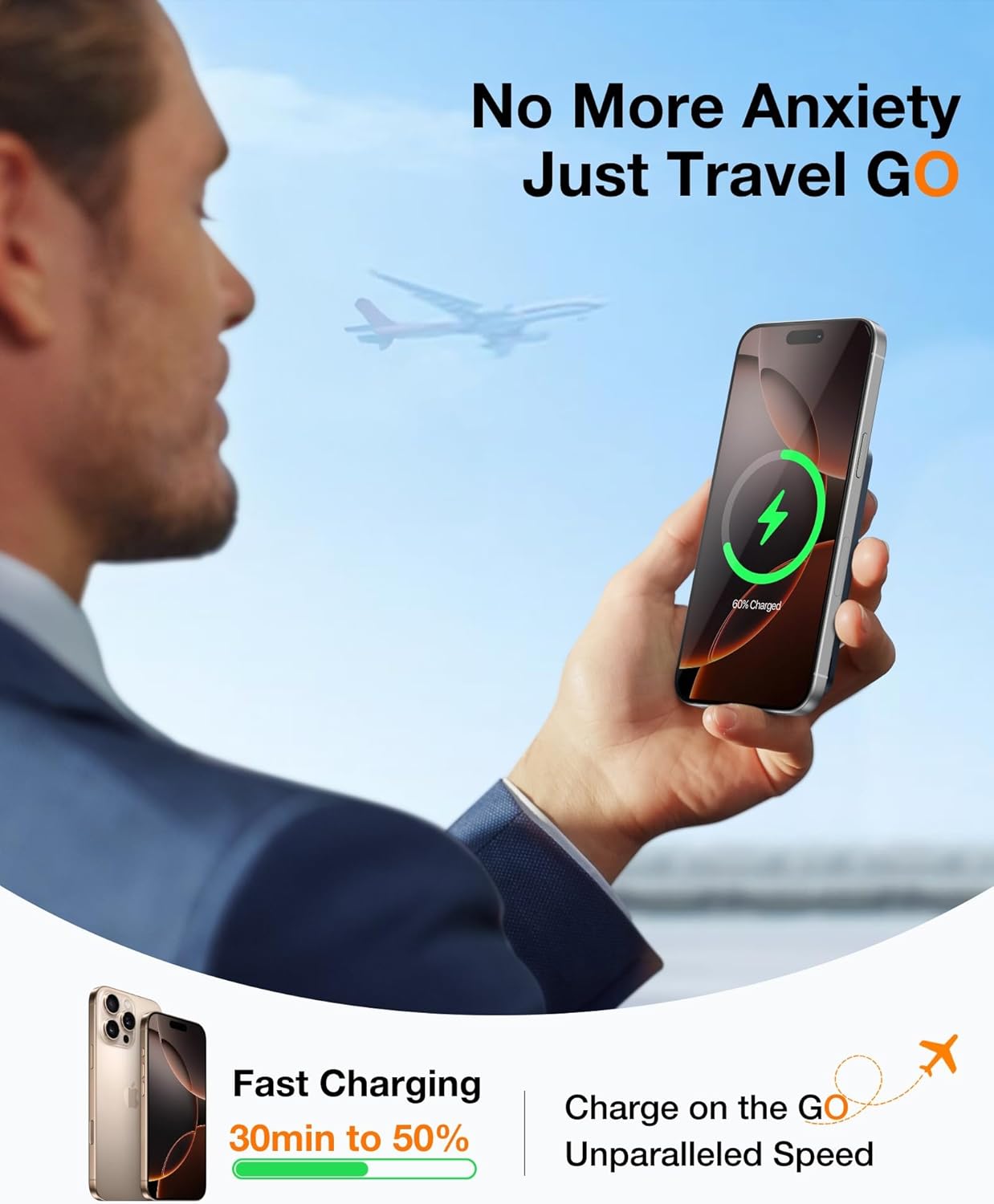 TORRAS 0.45" Slim Magnetic Portable Charger Power Bank for iPhone 5000 mAh 22.5W PD Fast Charging Wireless Battery Pack O Stand Compatible with Magsafe, i Phone 16 Pro Max, Pro,15,14,13,12, Black