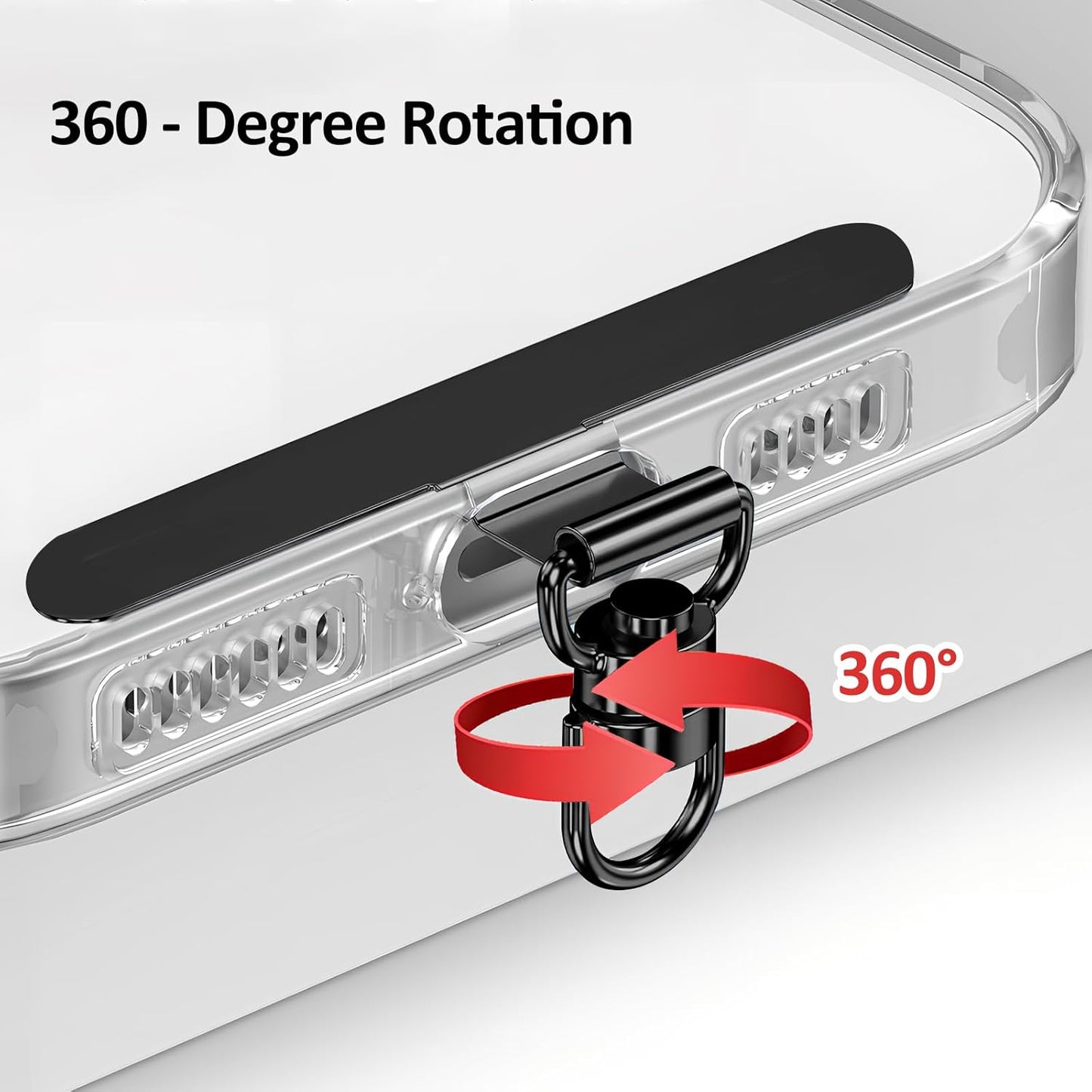 Adjustable Crossbody Cellphone Lanyard for iPhone, Includes 2 Lanyard,2 Pcs TPU phone tether tab, Black＋Clear