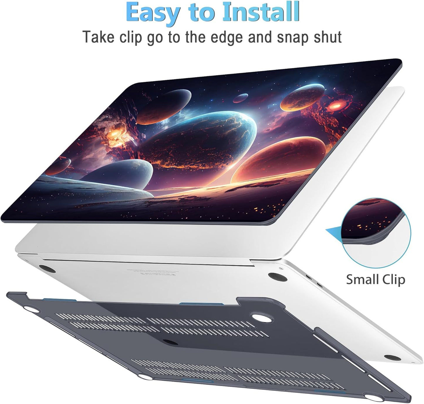 Mektron Case for MacBook Pro 16 Inch A2141 Cover 2019 Release 16" with Liquid Retina Display/Touch ID, Plastic Hard Shell with Keyboard Skin & Screen Protector & Dust Plug, Planets