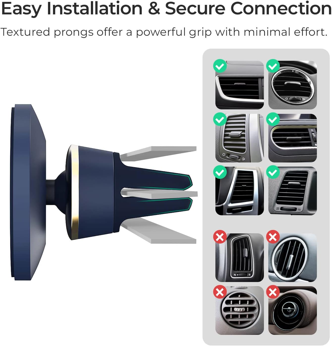 iOttie Velox MagSafe Compatible Air Vent Car Phone Holder. Unversal Magnetic Car Phone Mount for iPhone 12/13/14/15/16 Series & Android Phones via Included Magnetic Ring Adapter