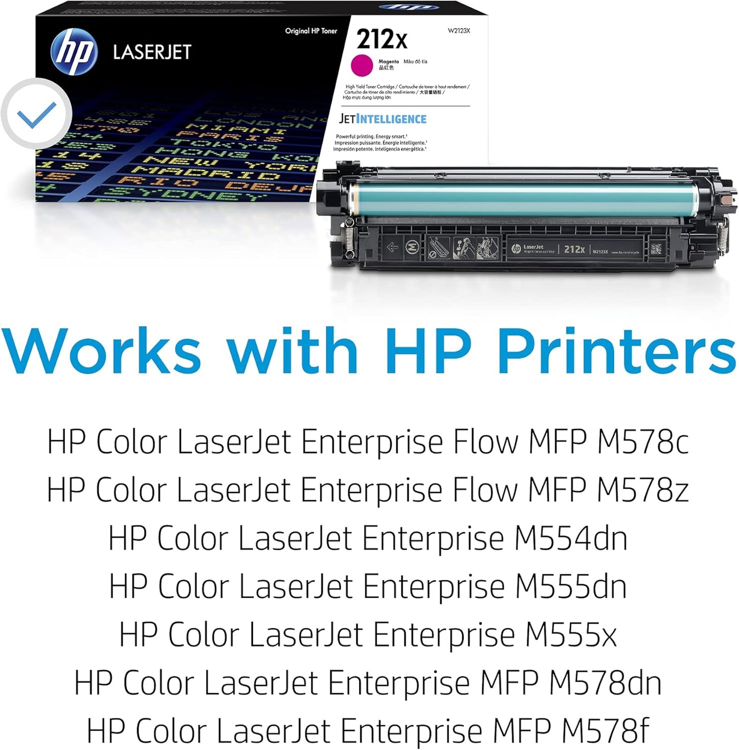 HP 212X Magenta High-yield Toner Cartridge | Works with HP Color LaserJet Enterprise M554, M555 Series, HP Color LaserJet Enterprise MFP M578 Series | W2123X