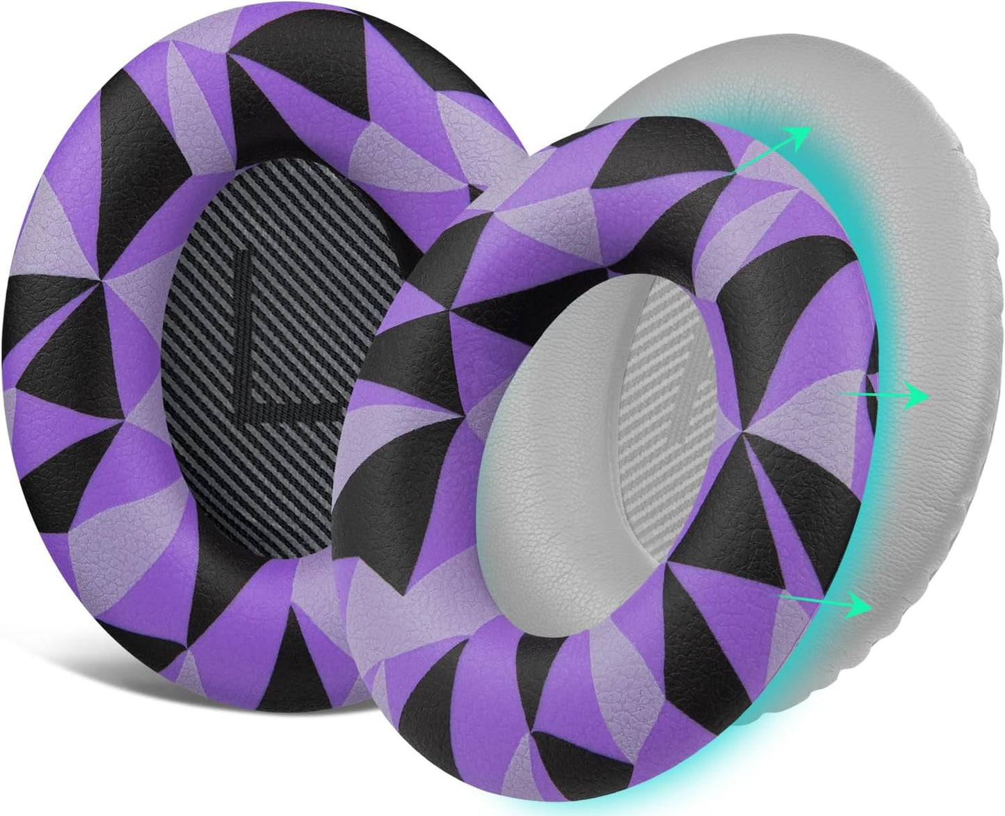 SOULWIT Silicone Ear Pads Cover Protector for Bose QuietComfort QC15 QC25 QC2 QC35 QC45/Ae2 Ae2i Ae2w/SoundTrue & SoundLink AE Headphones Cushions, Sweatproof, Easily Washable - Purple Black