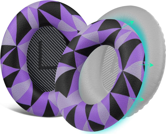 SOULWIT Silicone Ear Pads Cover Protector for Bose QuietComfort QC15 QC25 QC2 QC35 QC45/Ae2 Ae2i Ae2w/SoundTrue & SoundLink AE Headphones Cushions, Sweatproof, Easily Washable - Purple Black