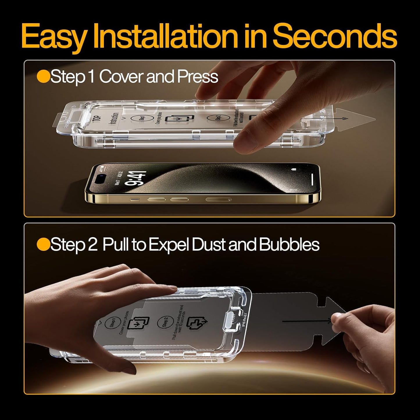 SMARTDEVIL 2 Pack Screen Protector for iPhone 15 Pro Max (6.9 Inch) Tempered Glass, HD Clear Film, Easy Installation, Dust-Free & Bubble-Free