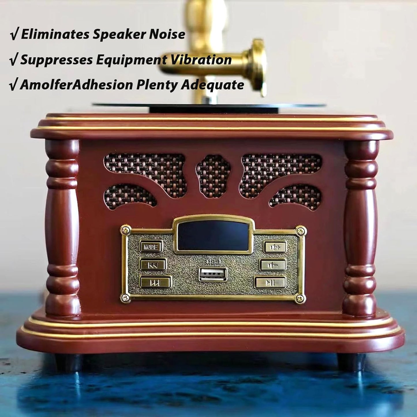 1.2" Silicone Non-Skid Speaker Pads-16Pack, Adhesive, for Small Speakers, Turntable, Subwoofer Isolation Feet, Reduced Resonance & Vibration