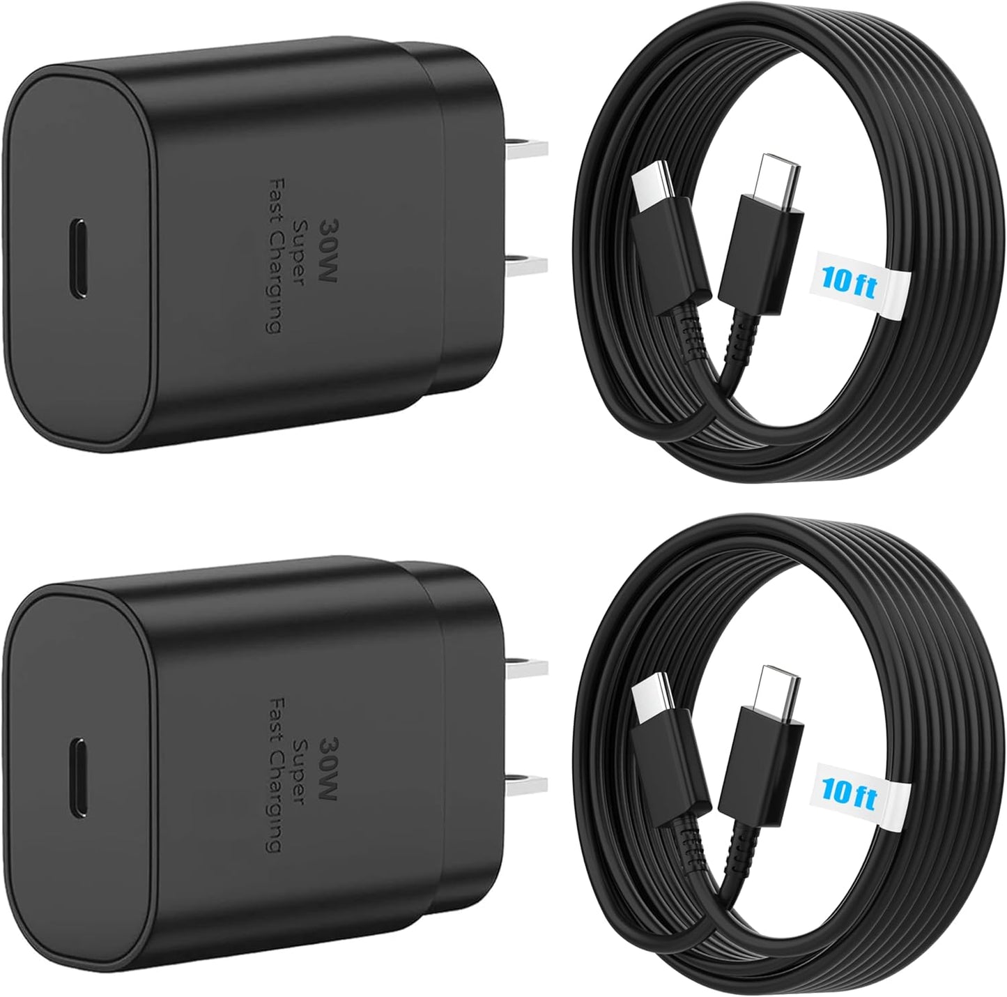 Phone 15 16 Charger, 2-Pack 30W Super Fast Charging, USB C Block Type C Cable Cord 10ft for iPhone 16,16 Plus,16 Pro,16 Pro Max, iPhone15, iPad Pro 12.9/11, Galaxy S24,S23 S22 S21