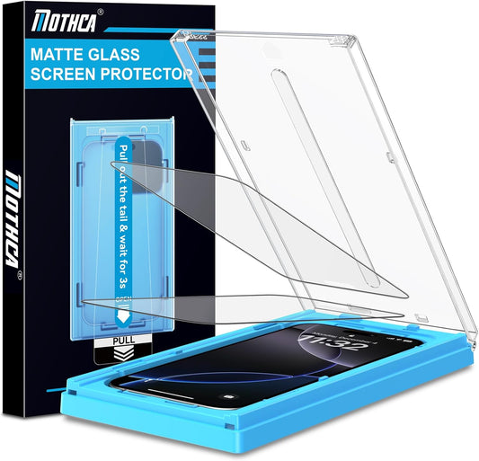 Mothca 2 Pack Matte Glass Screen Protector for iPhone 15 Pro Max 6.7-inch [Auto Fit Box Dust-Free] Edge to Edge Full Coverage Anti-Glare & Anti-Fingerprint Tempered Glass, Bubble Free, Smooth as Silk