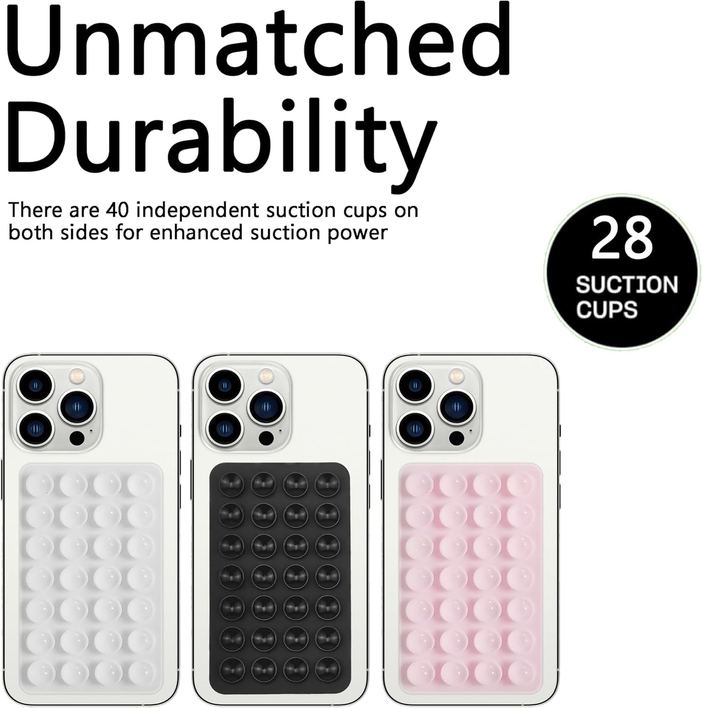 Silicone Double-Sided Suction Phone Case Detachable Mount, Car Dashboard Holder, Hands-Free Sticky Grip Phone Accessories for Selfies & Videos, - iphone & Android Compatible (3.74"x2.2", Baby Pink)